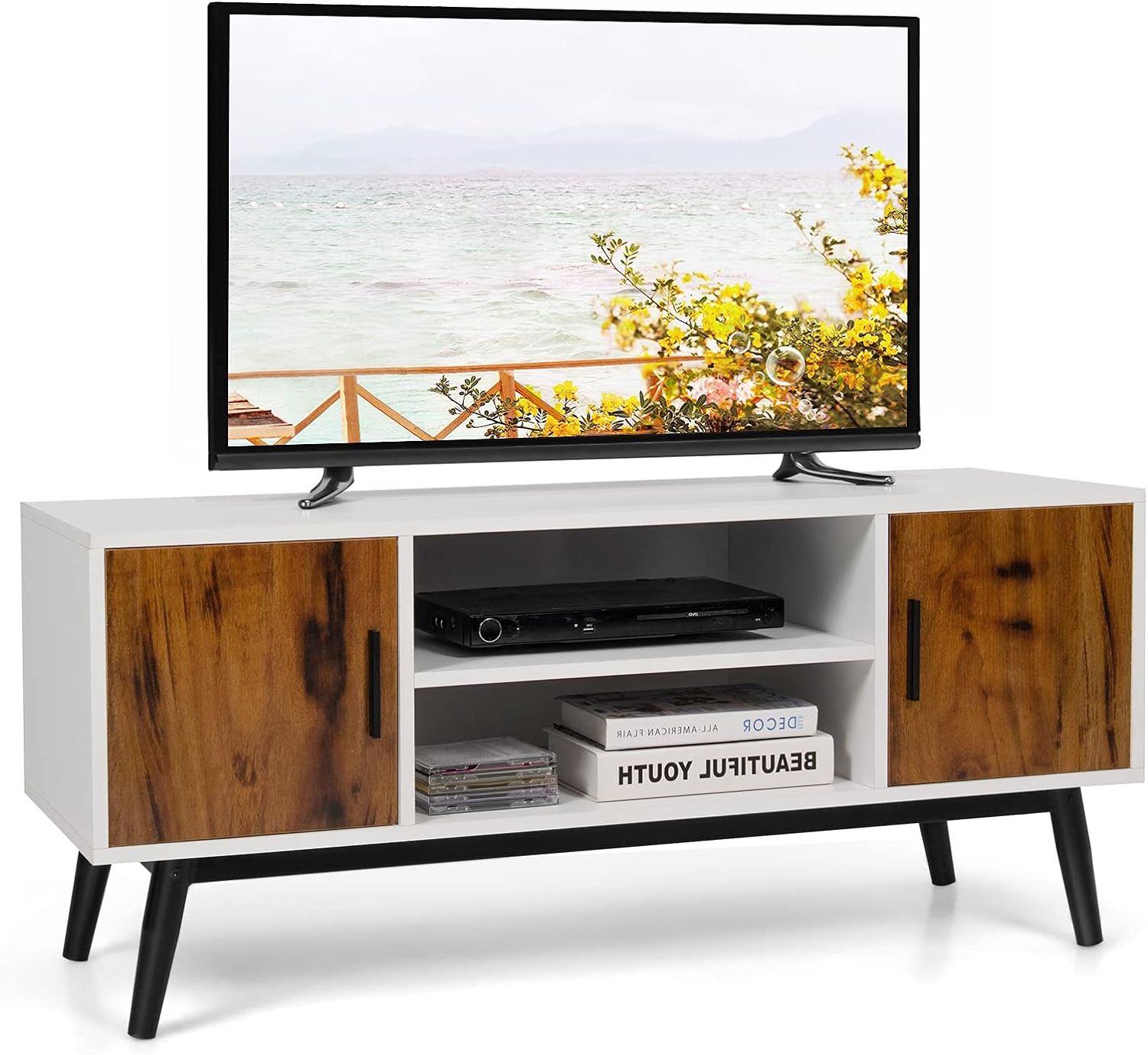 Tangkula 2 Door Tv Stand For Tvs Up To 55 Inch Tv, India | Ubuy In Tv Stands With 2 Doors And 2 Open Shelves (View 17 of 20)