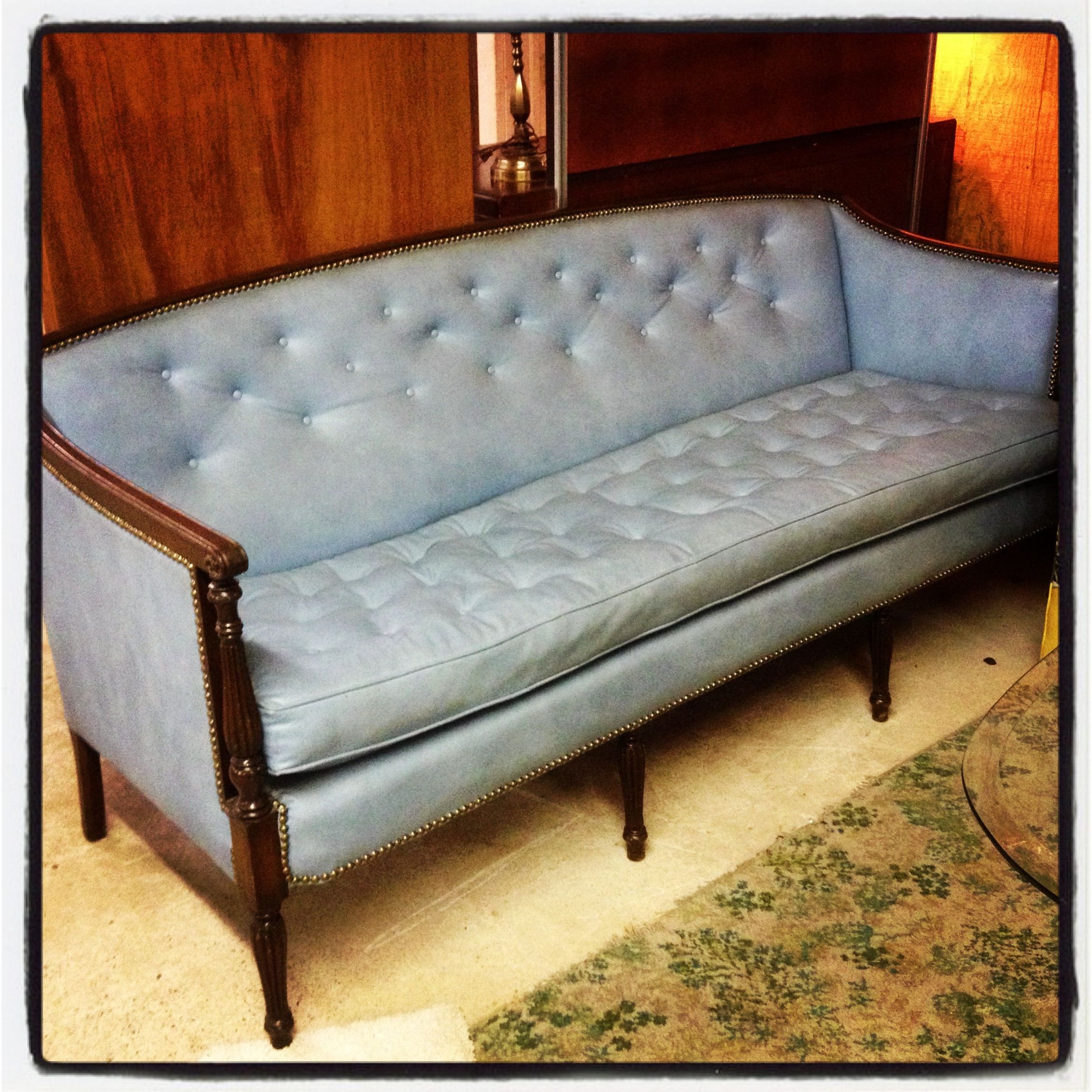 1940's? Bluish Gray Vintage Leather Sofa | Sofa, Vintage Leather Sofa Inside Sofas In Bluish Grey (View 12 of 20)