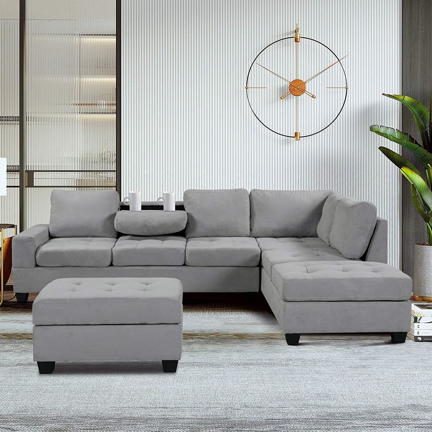 3 Piece Convertible Sectional Sofa L Shaped Couch With Reversible With Regard To 3 Seat Convertible Sectional Sofas (View 8 of 20)