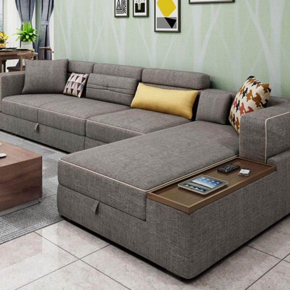 4 Seater L Shape Storage Sofa, With Lounger At Rs 32000/set In New With Modern Velvet Sofa Recliners With Storage (Gallery 16 of 20)