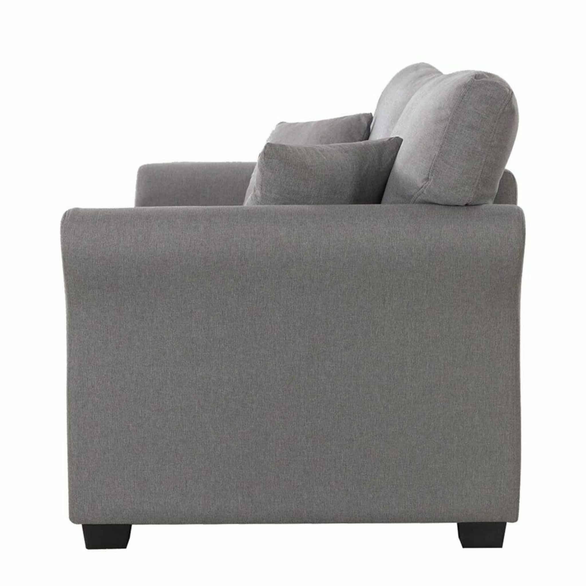 63" Bluish Grey Cozy Loveseat Sofa W/ 2 Accent Pillows – Affordable Pertaining To Sofas In Bluish Grey (View 11 of 20)