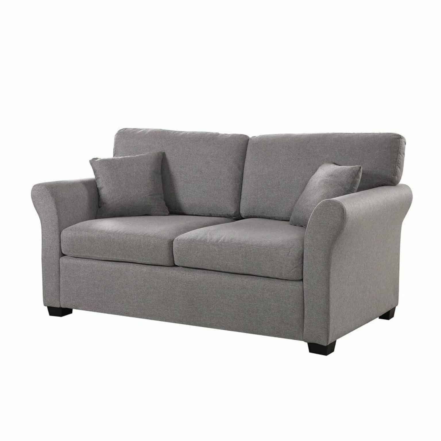 63" Bluish Grey Cozy Loveseat Sofa W/ 2 Accent Pillows – Affordable Regarding Sofas In Bluish Grey (View 4 of 20)
