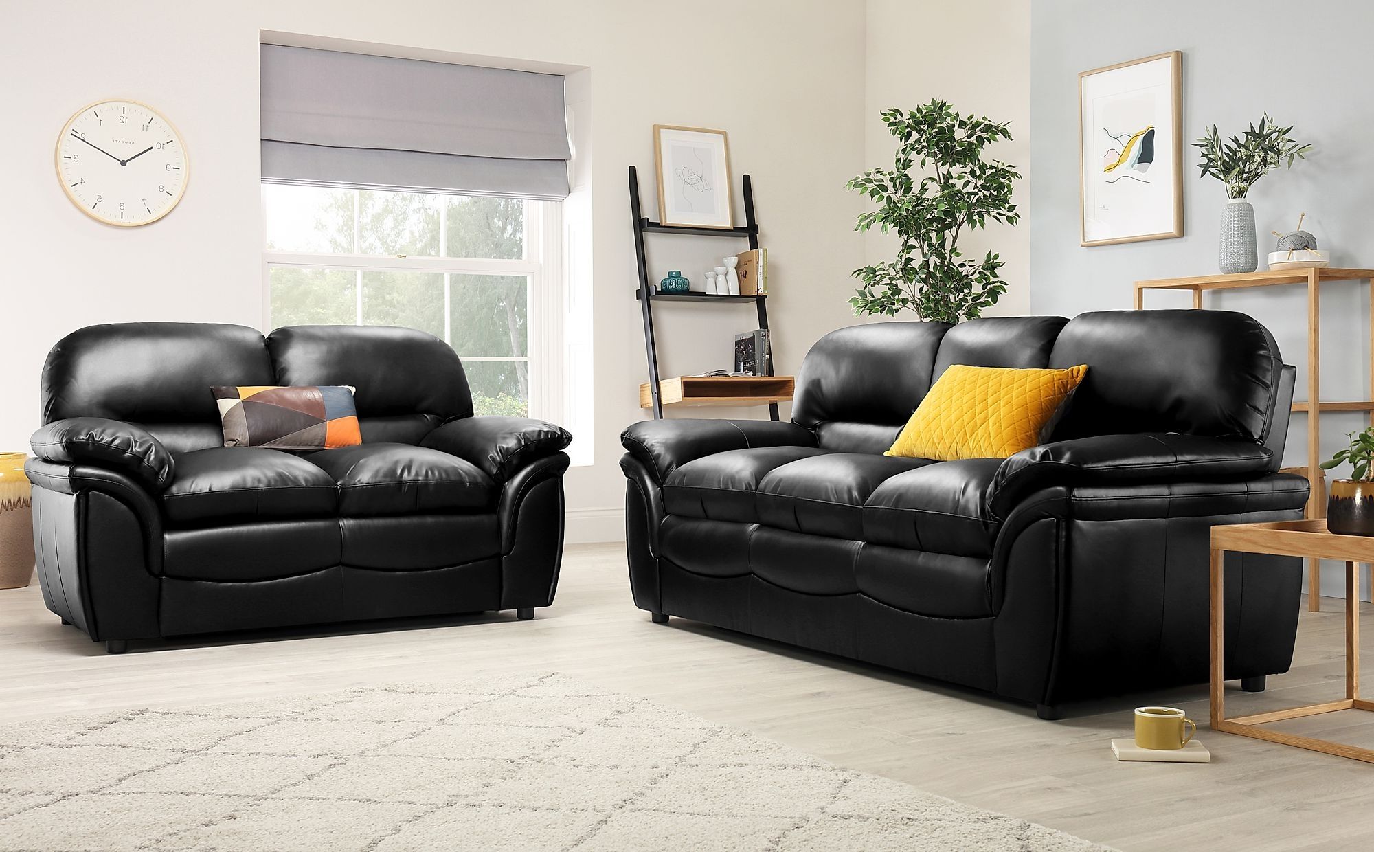 8 Photos Rochester Black Leather 3 Seater Sofa And Description – Alqu Blog Within Right Facing Black Sofas (View 13 of 20)