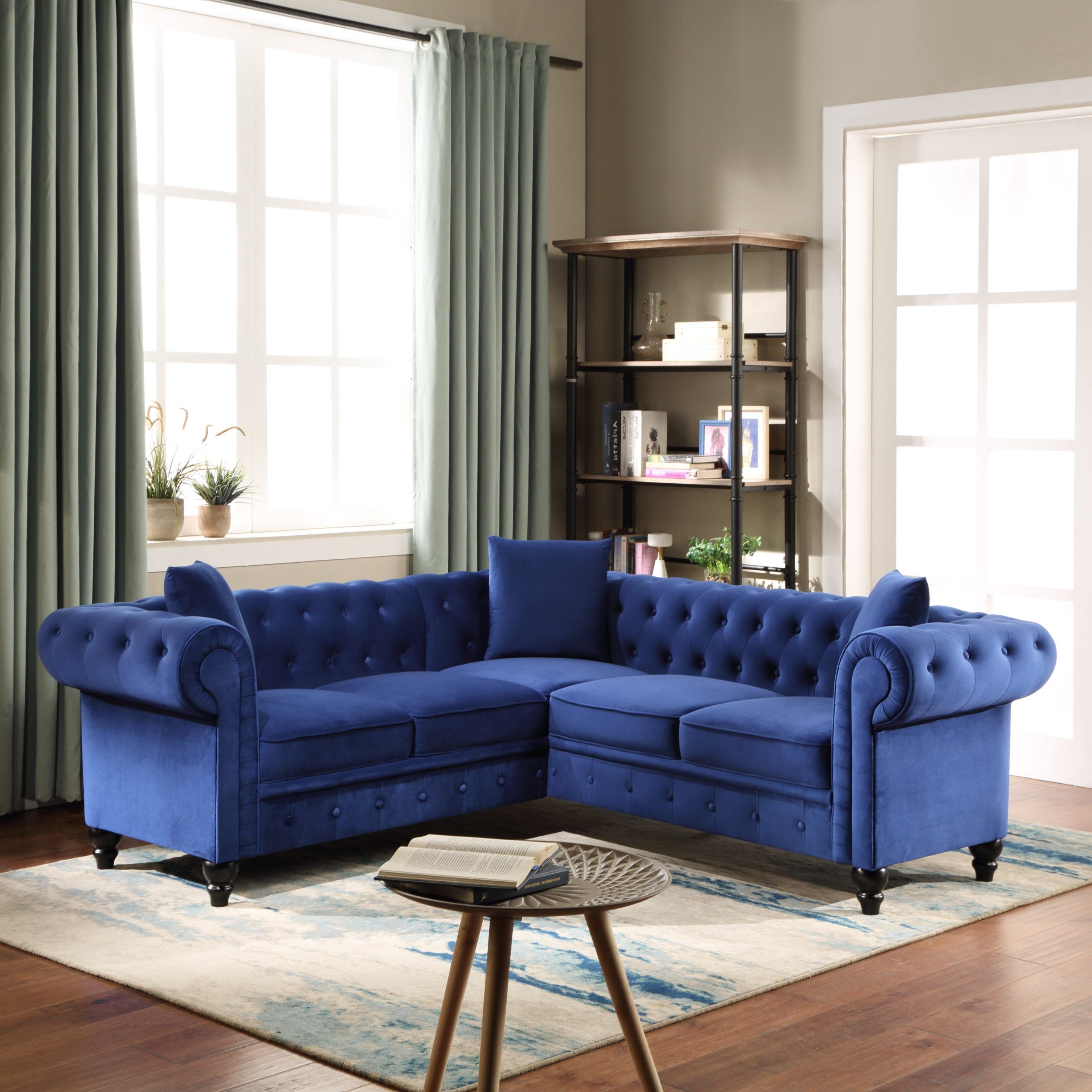 80'' Modern Chesterfield Sofas With 3 Pillows, Upholstered Velvet Pertaining To Chesterfield Sofas (View 8 of 20)