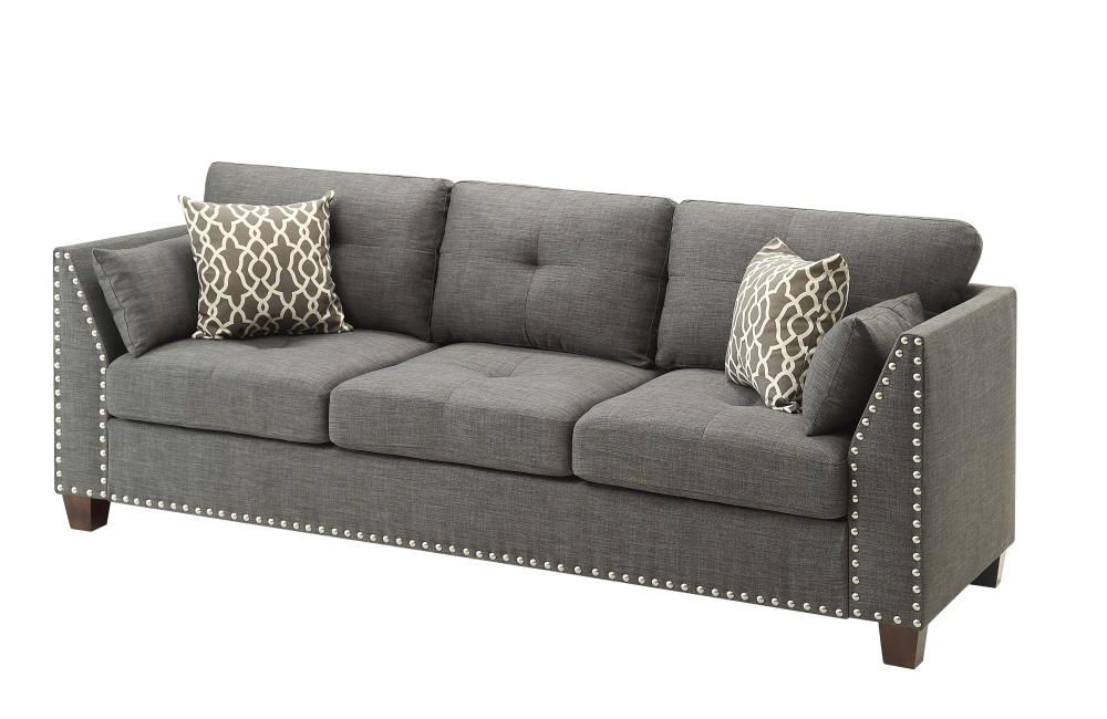 Acme Furniture Laurissa Modern Light Charcoal Linen Linen Sofa In The For Light Charcoal Linen Sofas (View 2 of 20)