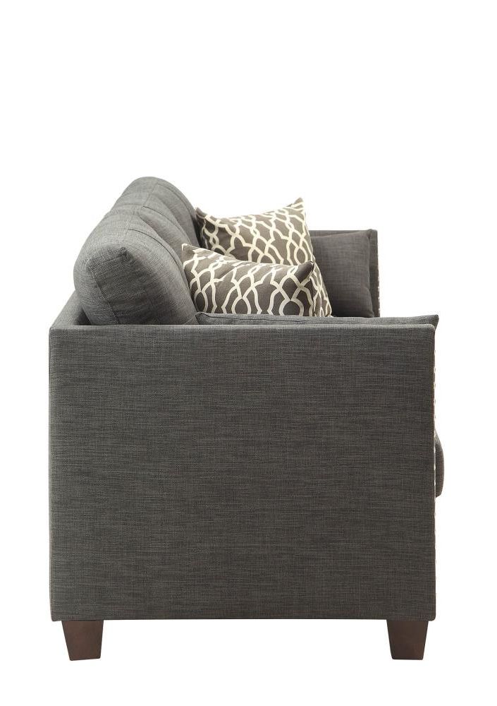 Acme Furniture Laurissa Modern Light Charcoal Linen Sofa In The Couches Intended For Light Charcoal Linen Sofas (View 6 of 20)