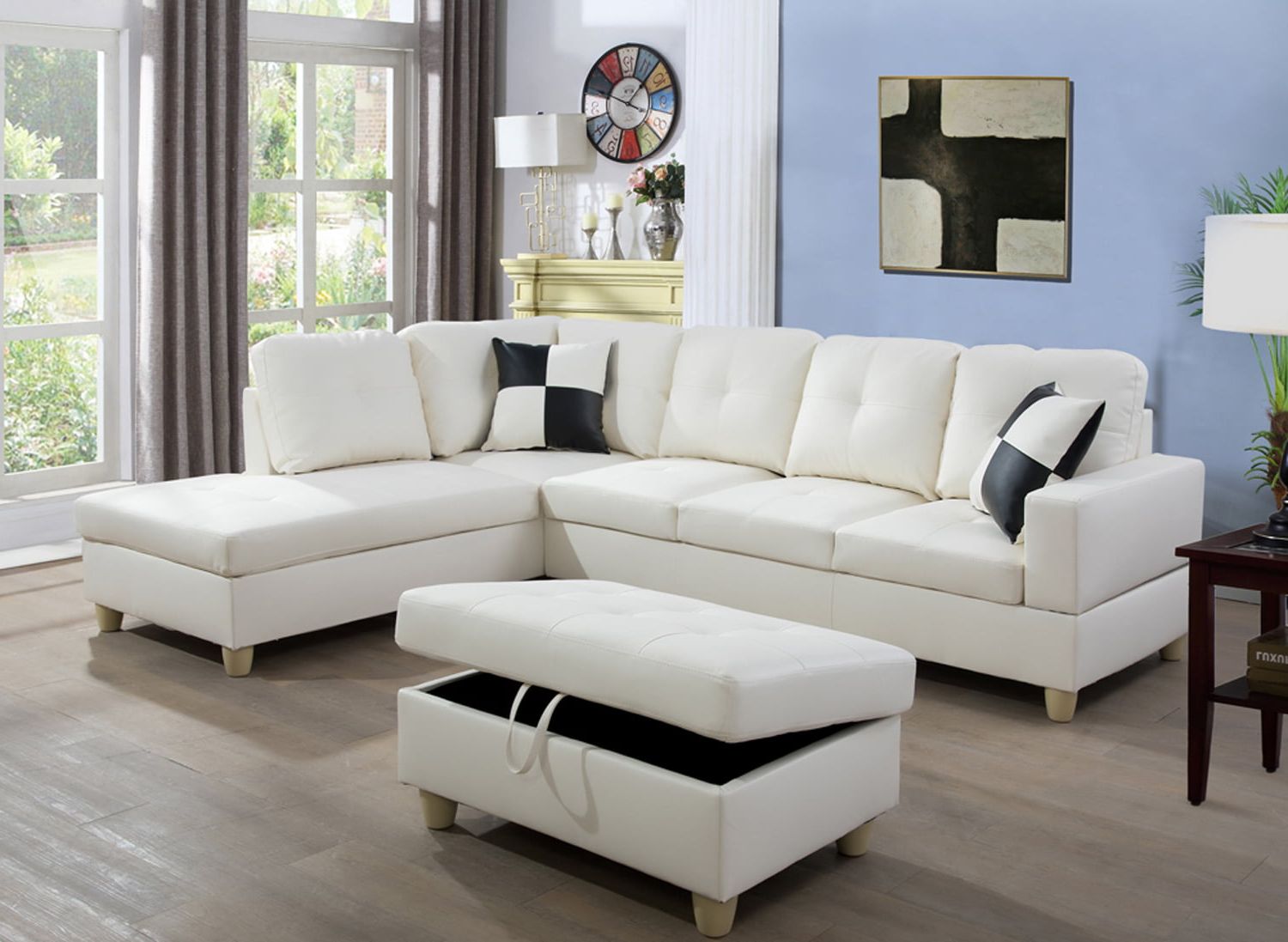 Ainehome Faux Leather Sectional Set, Living Room L Shaped Modern Sofa For Faux Leather Sectional Sofa Sets (View 5 of 20)