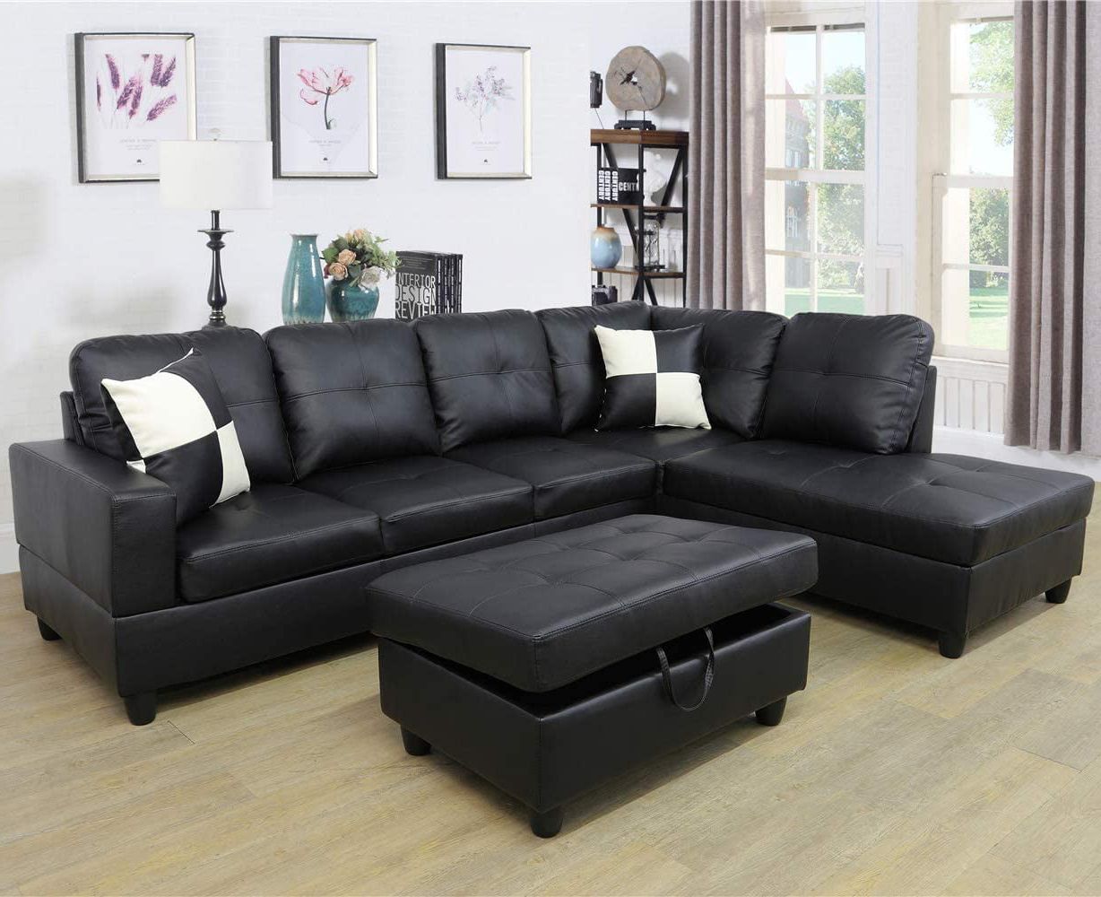 Ainehome Faux Leather Sectional Set, Living Room L Shaped Modern Sofa In Faux Leather Sectional Sofa Sets (View 9 of 20)