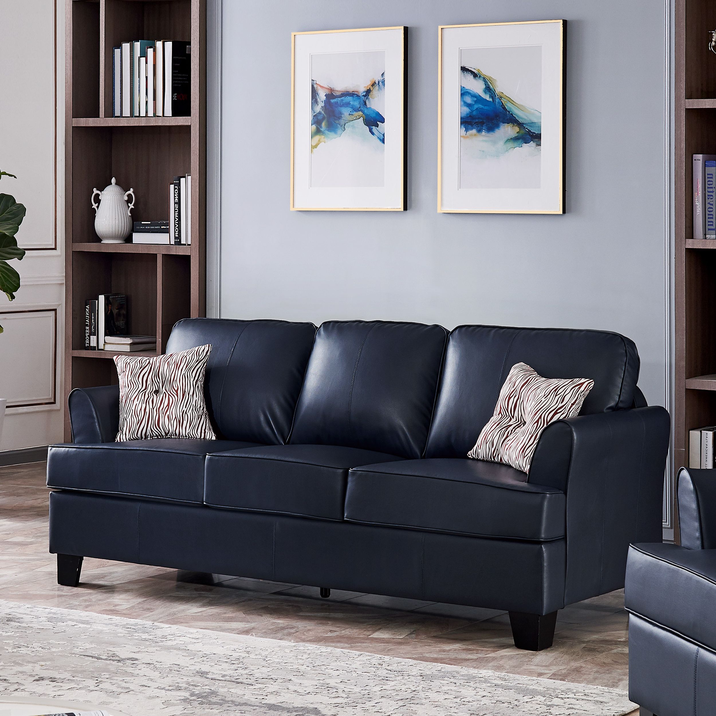 Alexandria Leather Sofa (blue) – Taf Furniture For Sofas In Blue (View 10 of 20)