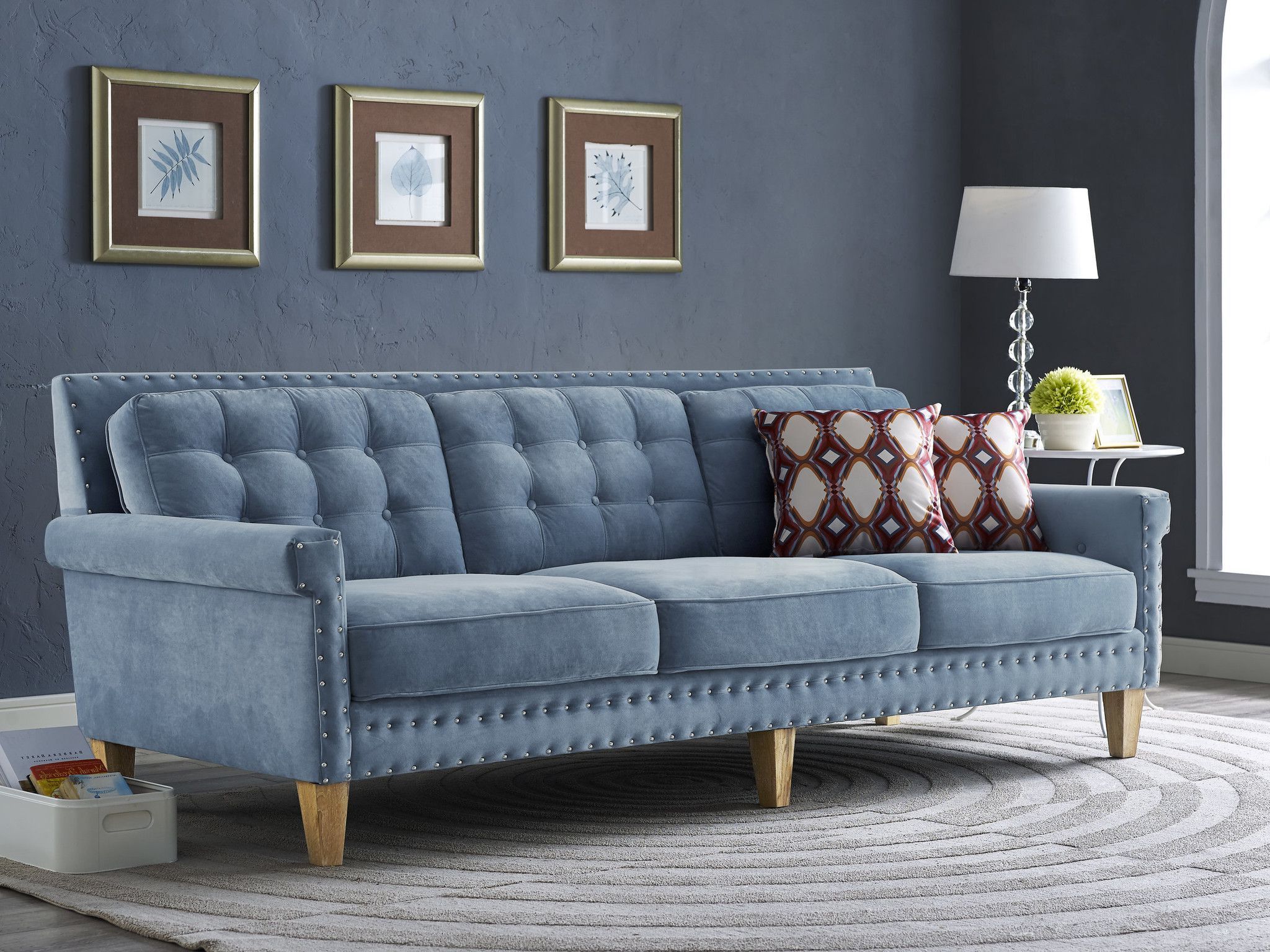 Alison Velvet Sofa – Emfurn | Living Room Sofa, Blue Velvet Sofa In Sofas In Bluish Grey (View 2 of 20)