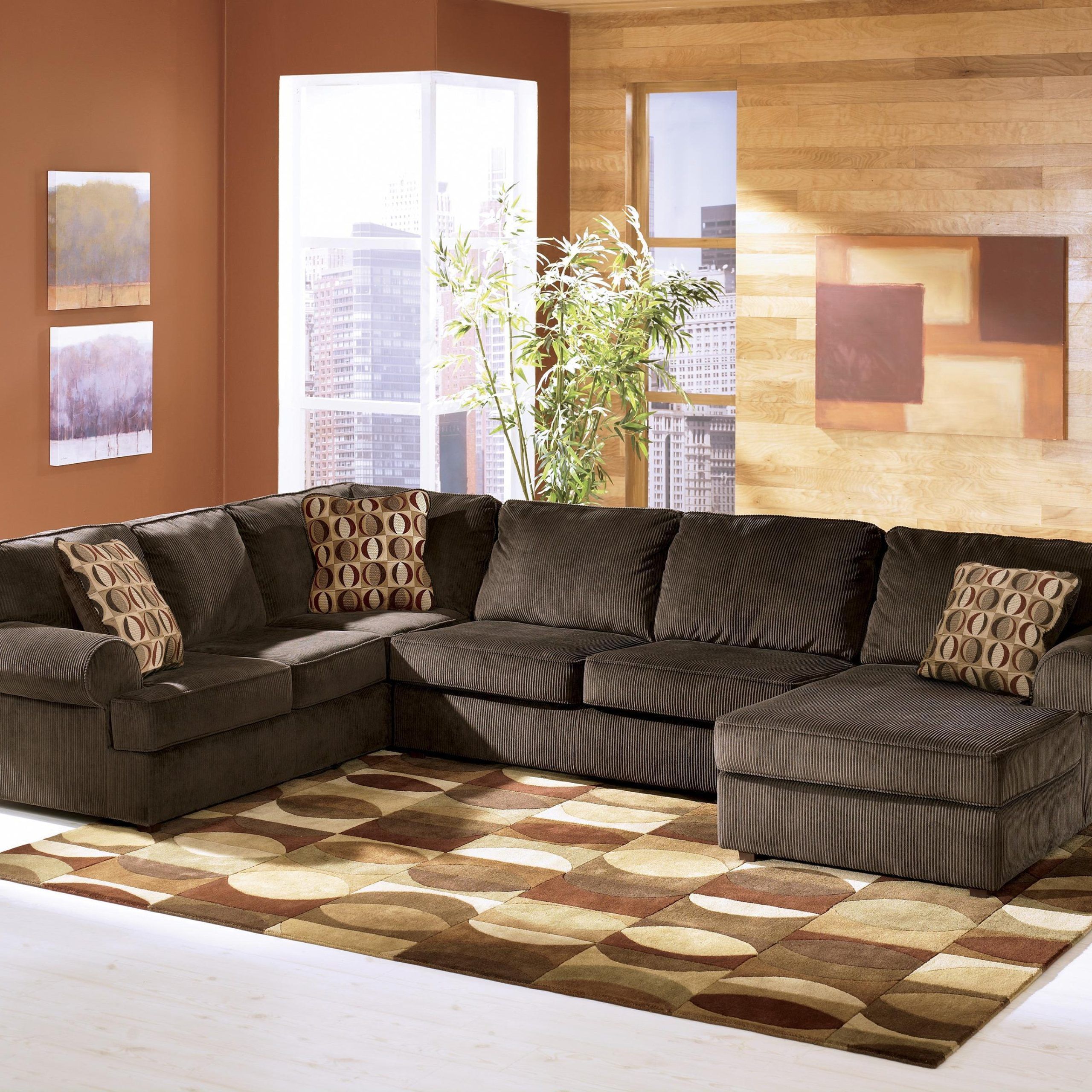Ashley Furniture Vista – Chocolate Casual 3 Piece Sectional With Left Intended For Sofas In Chocolate Brown (Gallery 17 of 20)