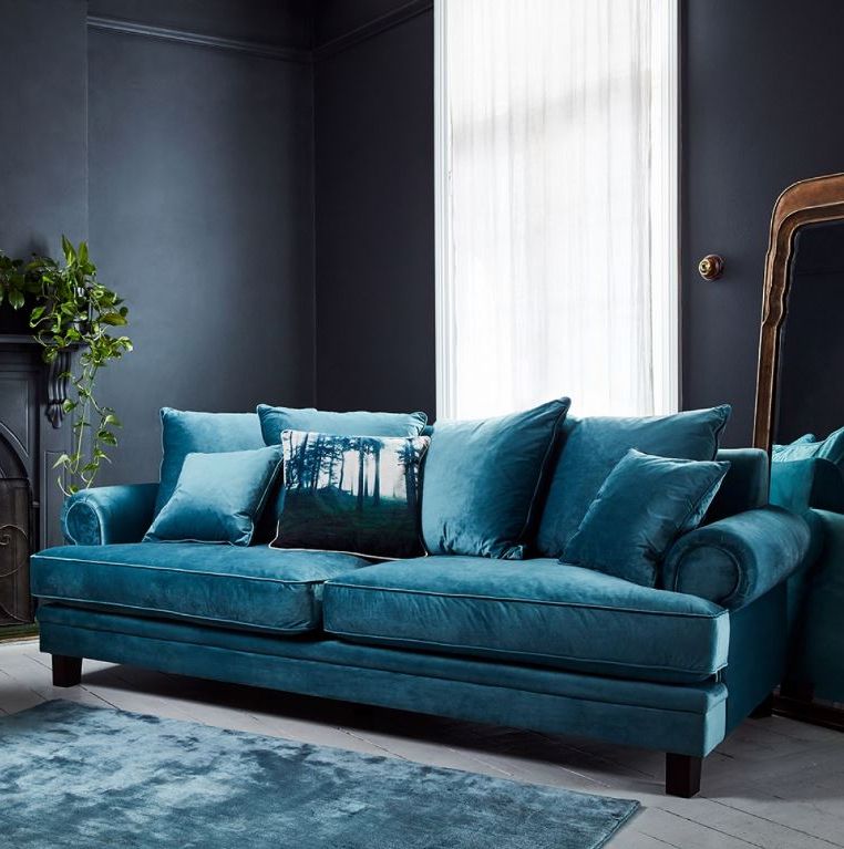 Attractive Velvet Sofa For Your Seating Area – Interior Aura In Sofas In Bluish Grey (View 14 of 20)