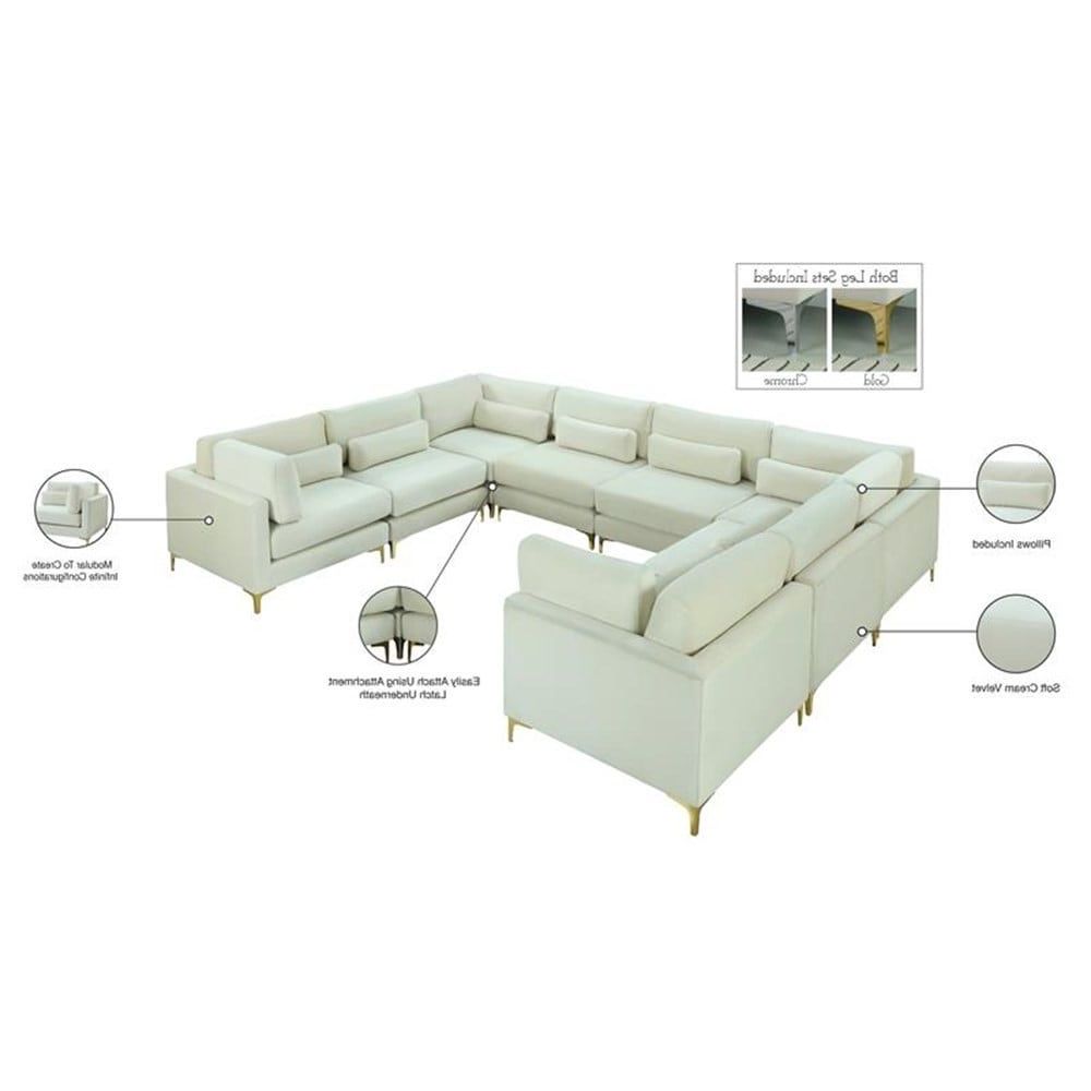 Baker’s – Meridian Furniture Julia Cream Velvet Modular Sectional, 1 In With Cream Velvet Modular Sectionals (Gallery 5 of 20)