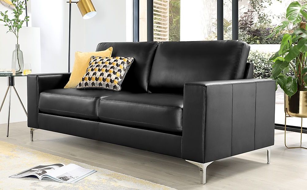Baltimore Black 3 Seater Sofa | Furniture And Choice In 3 Seat L Shaped Sofas In Black (Gallery 9 of 20)