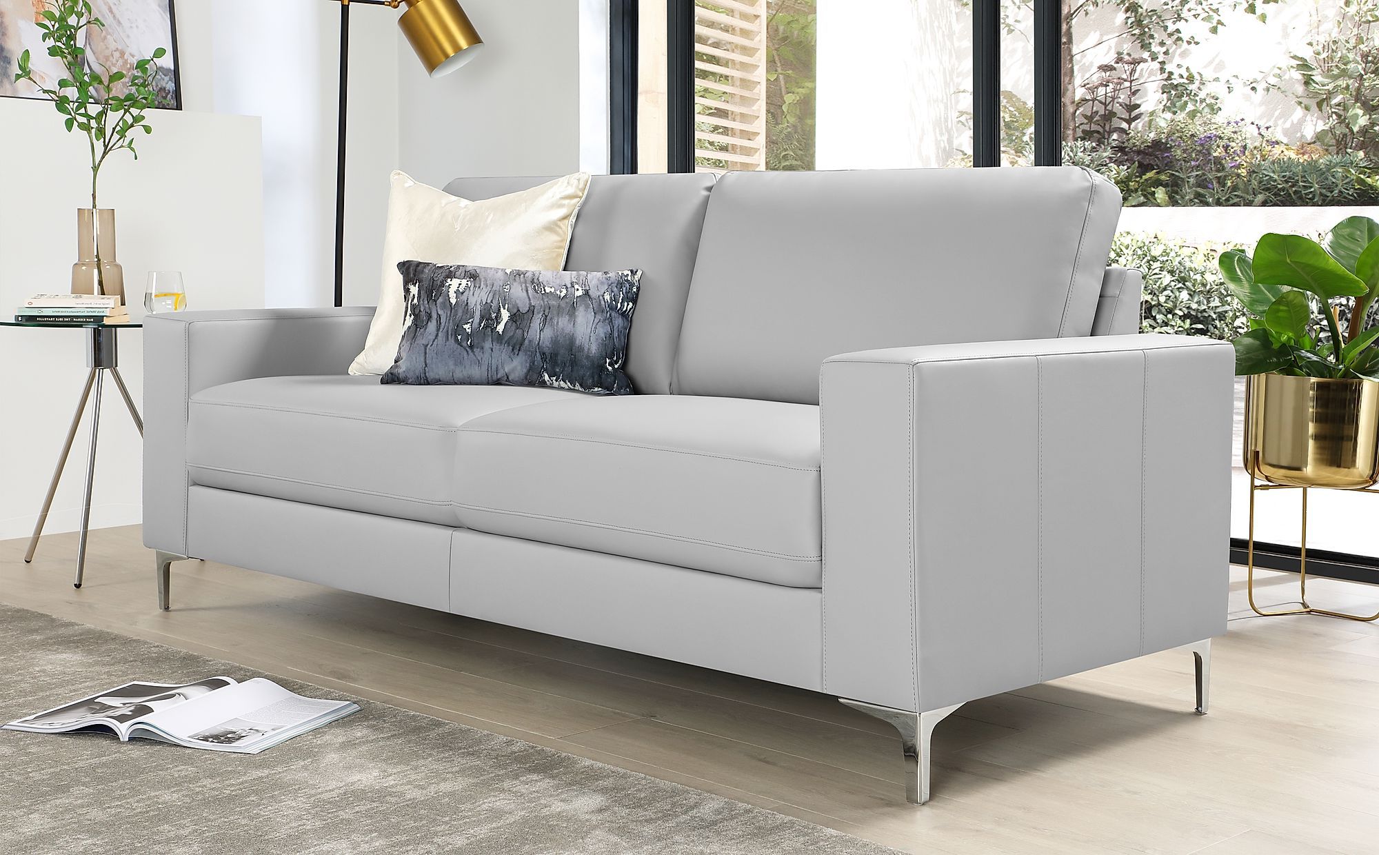 Baltimore Light Grey Leather 3 Seater Sofa | Furniture Choice Intended For Sofas In Light Gray (View 3 of 20)