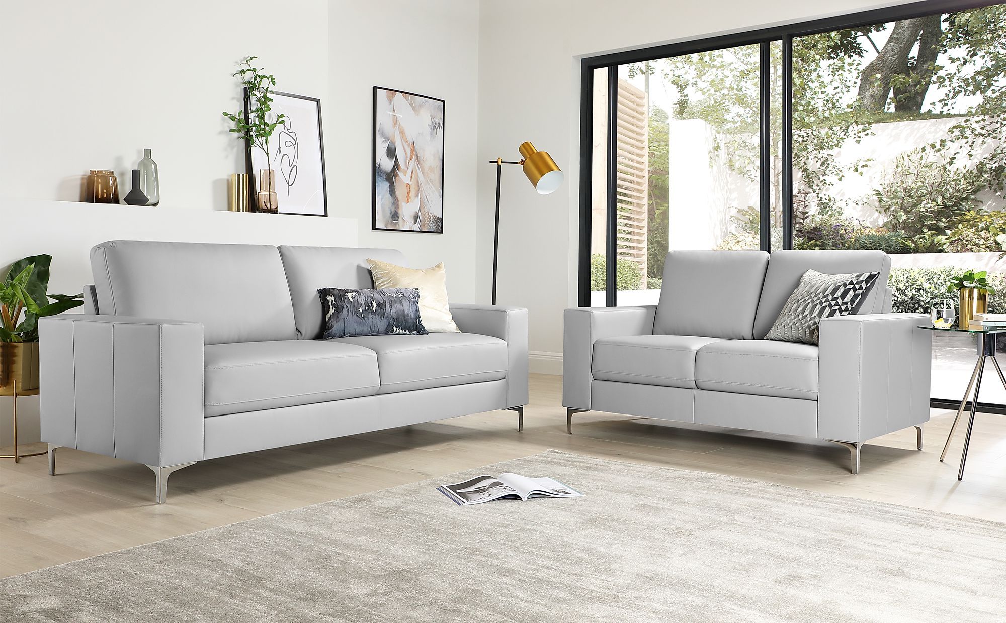 Baltimore Light Grey Leather 3+2 Seater Sofa Set | Furniture Choice With Regard To Sofas In Light Gray (View 8 of 20)