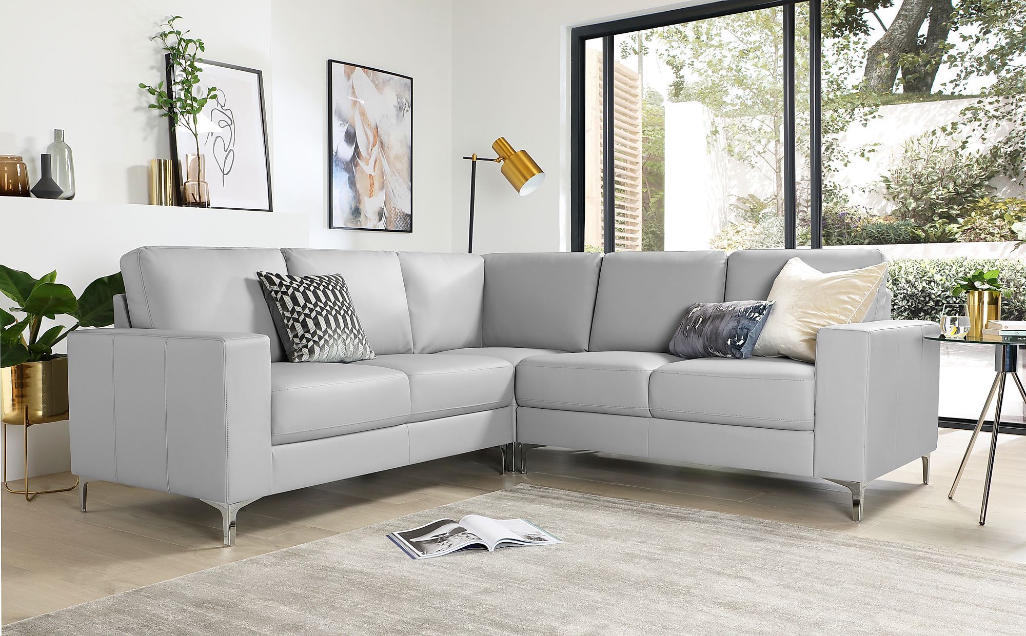 Baltimore Light Grey Leather Corner Sofa | Furniture Choice With Sofas In Light Gray (View 12 of 20)