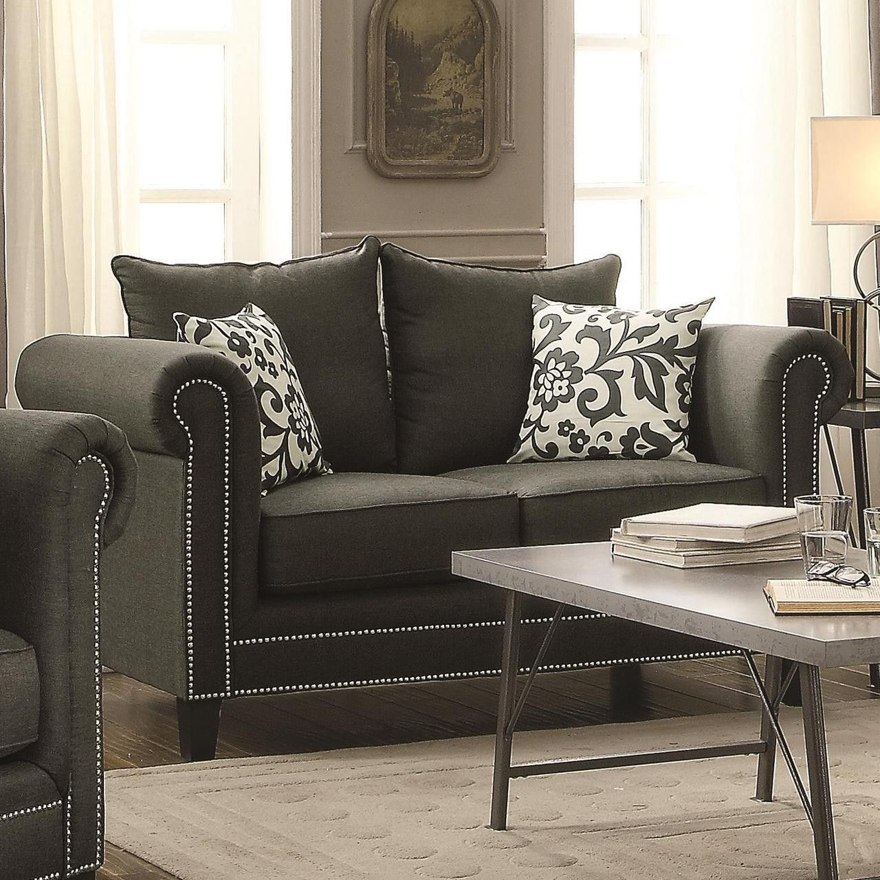 Beatrice Charcoal Linen Sofa And Loveseat – Cb Furniture In Light Charcoal Linen Sofas (View 7 of 20)