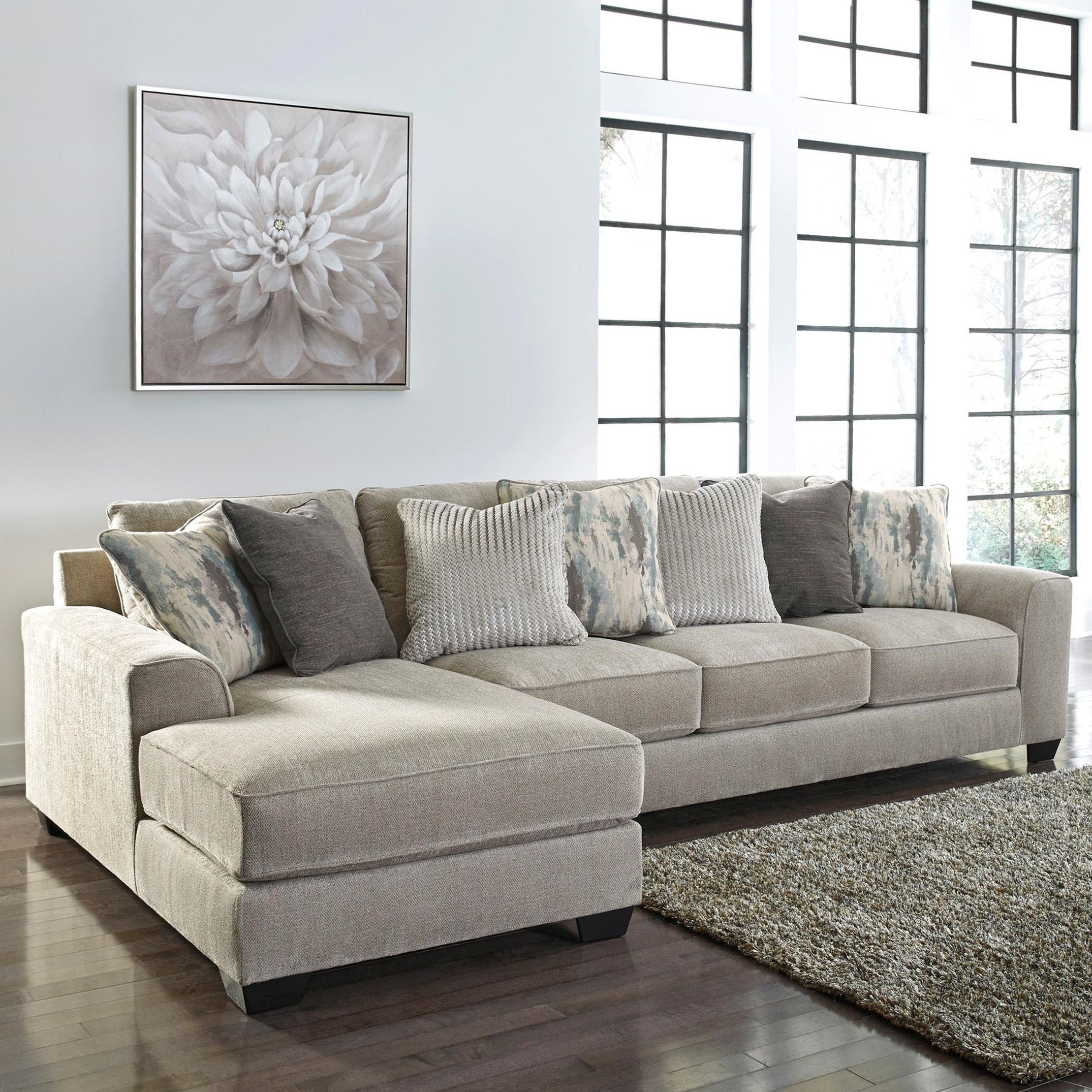 Benchcraft Ardsley Contemporary 2 Piece Sectional With Right Chaise In Right Facing Black Sofas (View 14 of 20)