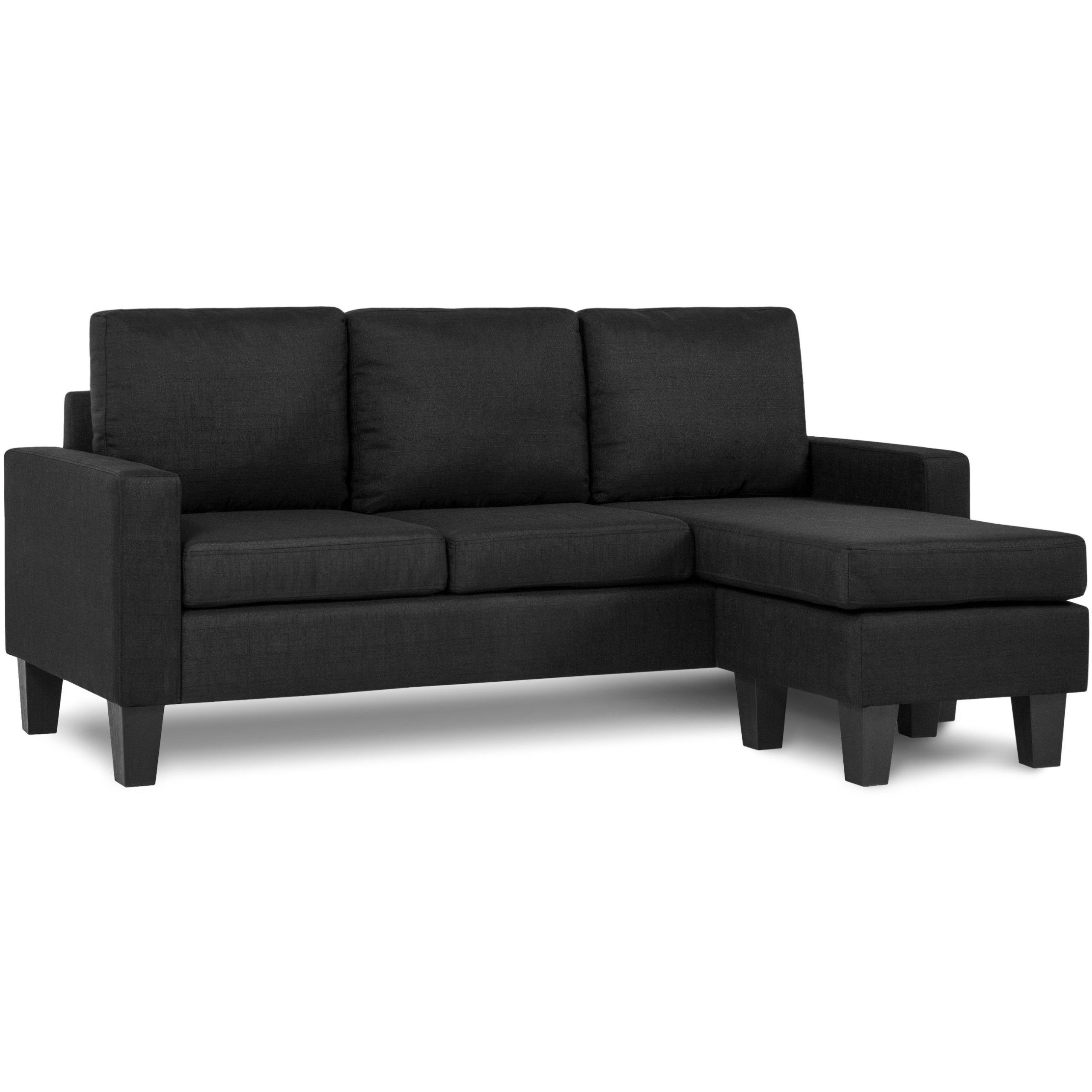Best Choice Products Multifunctional Linen 3 Seat L Shape Sectional For 3 Seat L Shaped Sofas In Black (Gallery 16 of 20)