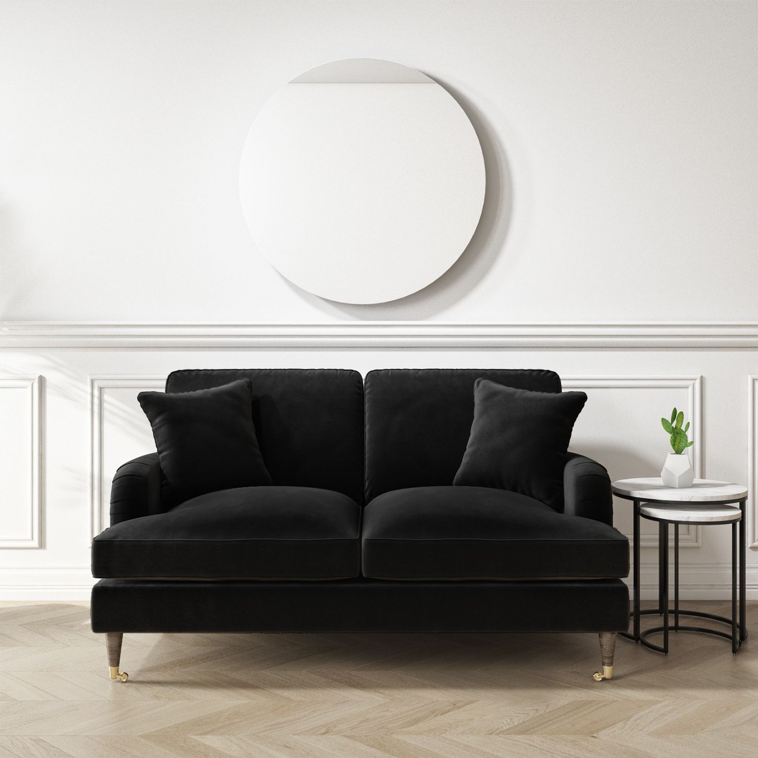 Black Velvet 2 Seater Sofa – Payton – Furniture123 Inside Black Velvet 2 Seater Sofa Beds (View 7 of 20)