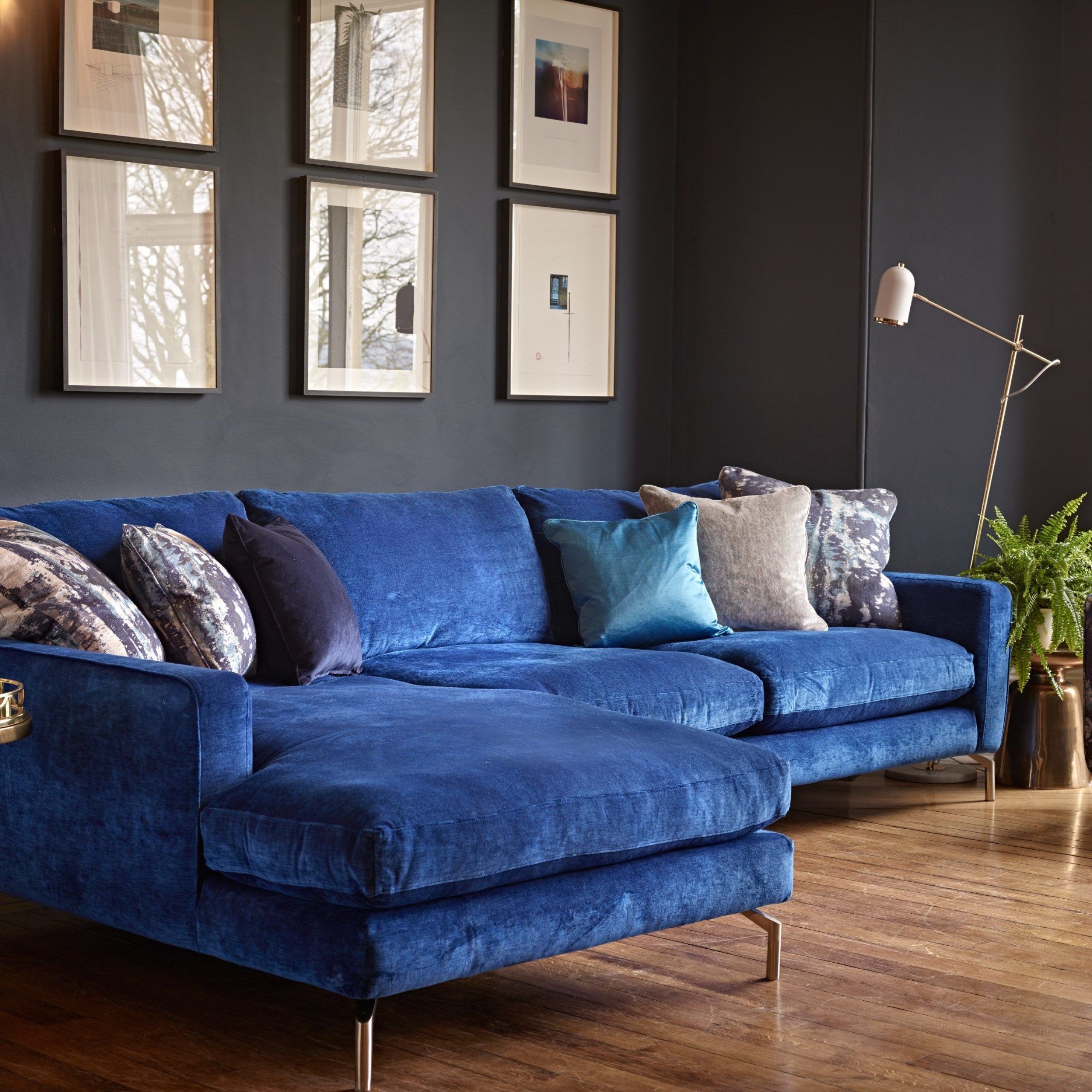 Blue Velvet Chaise Sofa | Velvet Sofa Living Room, Blue Sofas Living For Sofas In Bluish Grey (View 7 of 20)