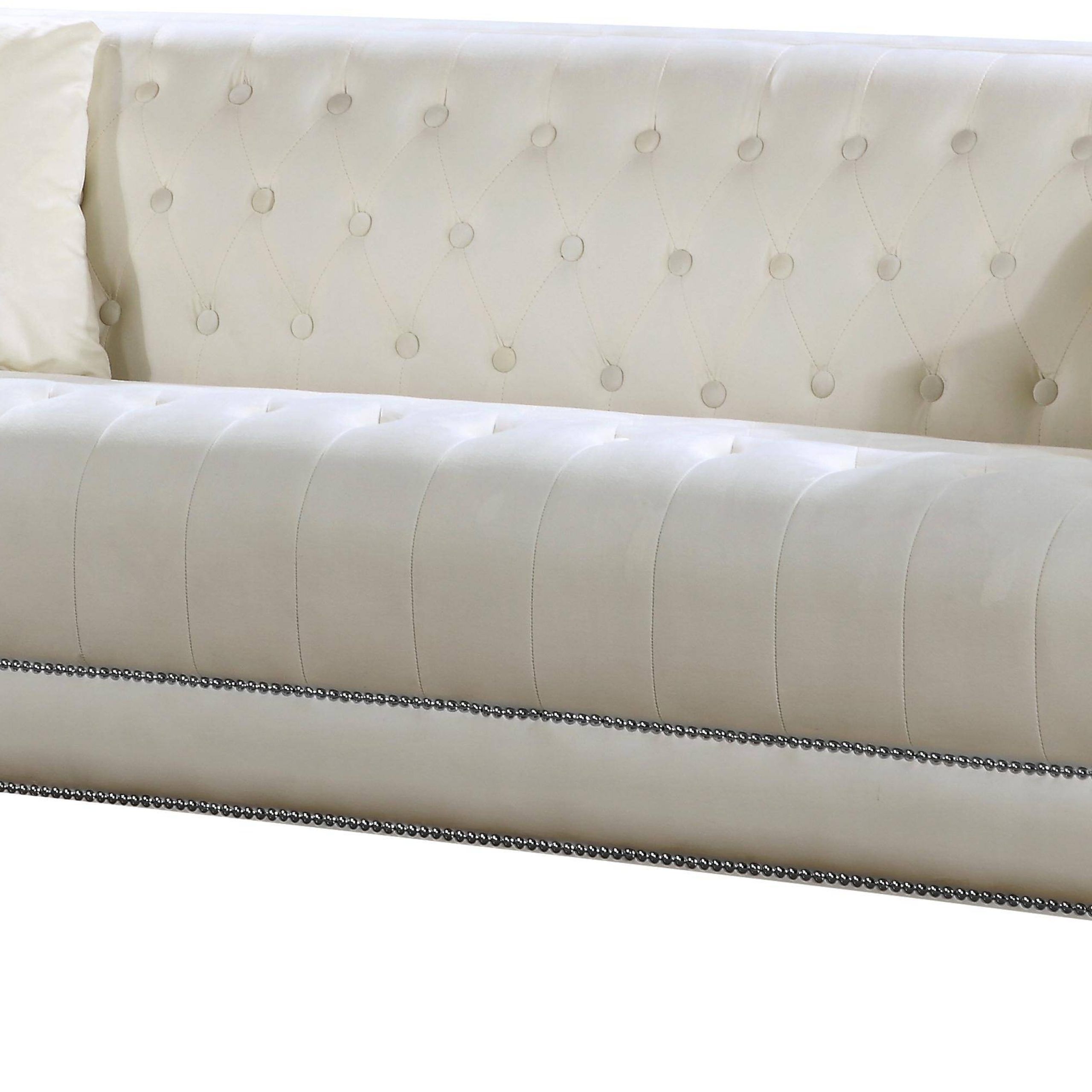 Buy Meridian 609 Lucas Cream Sofa In Cream, Velvet Online Within Sofas In Cream (View 9 of 20)