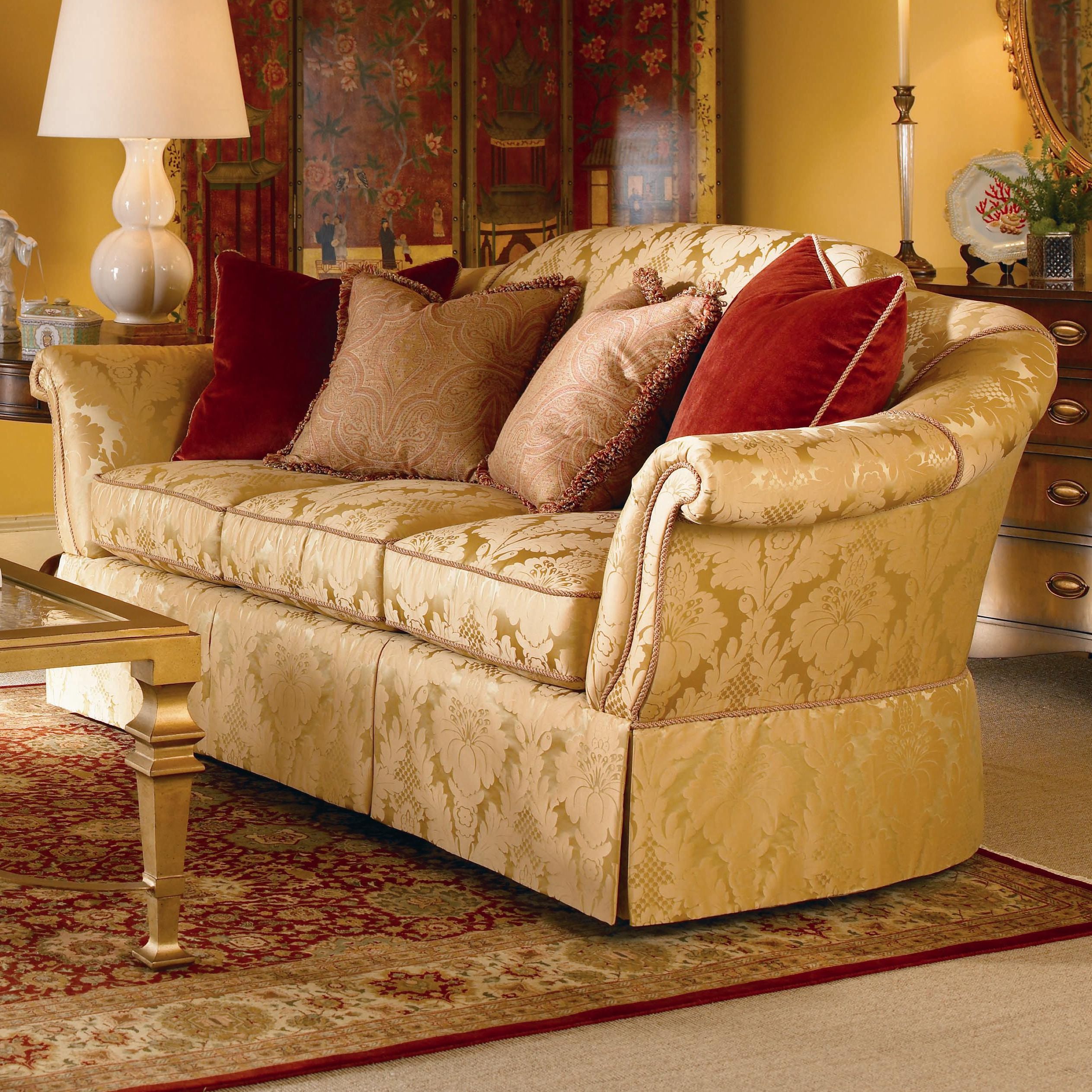 Century Signature Upholstered Accents Traditional Sofa With Skirted Intended For Traditional Black Fabric Sofas (View 14 of 20)