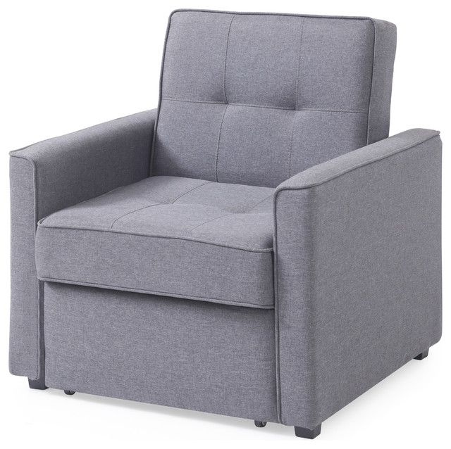 Chandler Gray Convertible Armchair Bed – Transitional – Sleeper Chairs Intended For Convertible Light Gray Chair Beds (View 17 of 20)