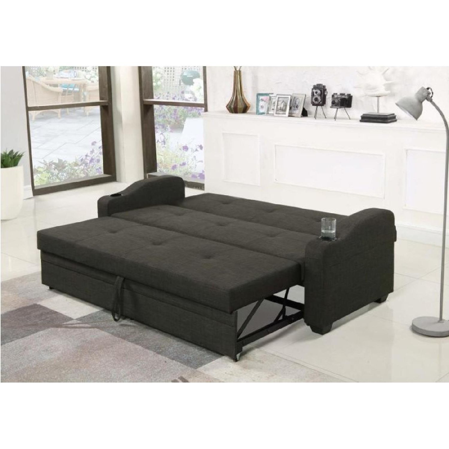 Charcoal Grey Pull Out Sleeper Sofa – Aptdeco Inside 3 In 1 Gray Pull Out Sleeper Sofas (View 12 of 20)