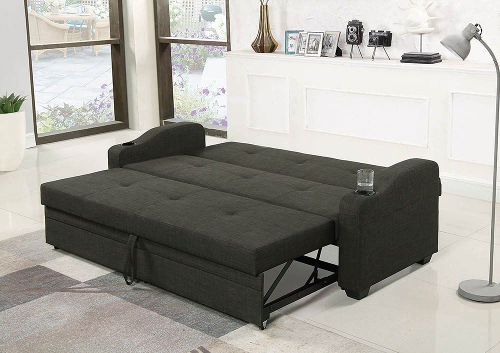 Charcoal Grey Sofa Bed W/ Pull Out Sleeper Coaster Furniture Within 2 In 1 Gray Pull Out Sofa Beds (View 18 of 20)