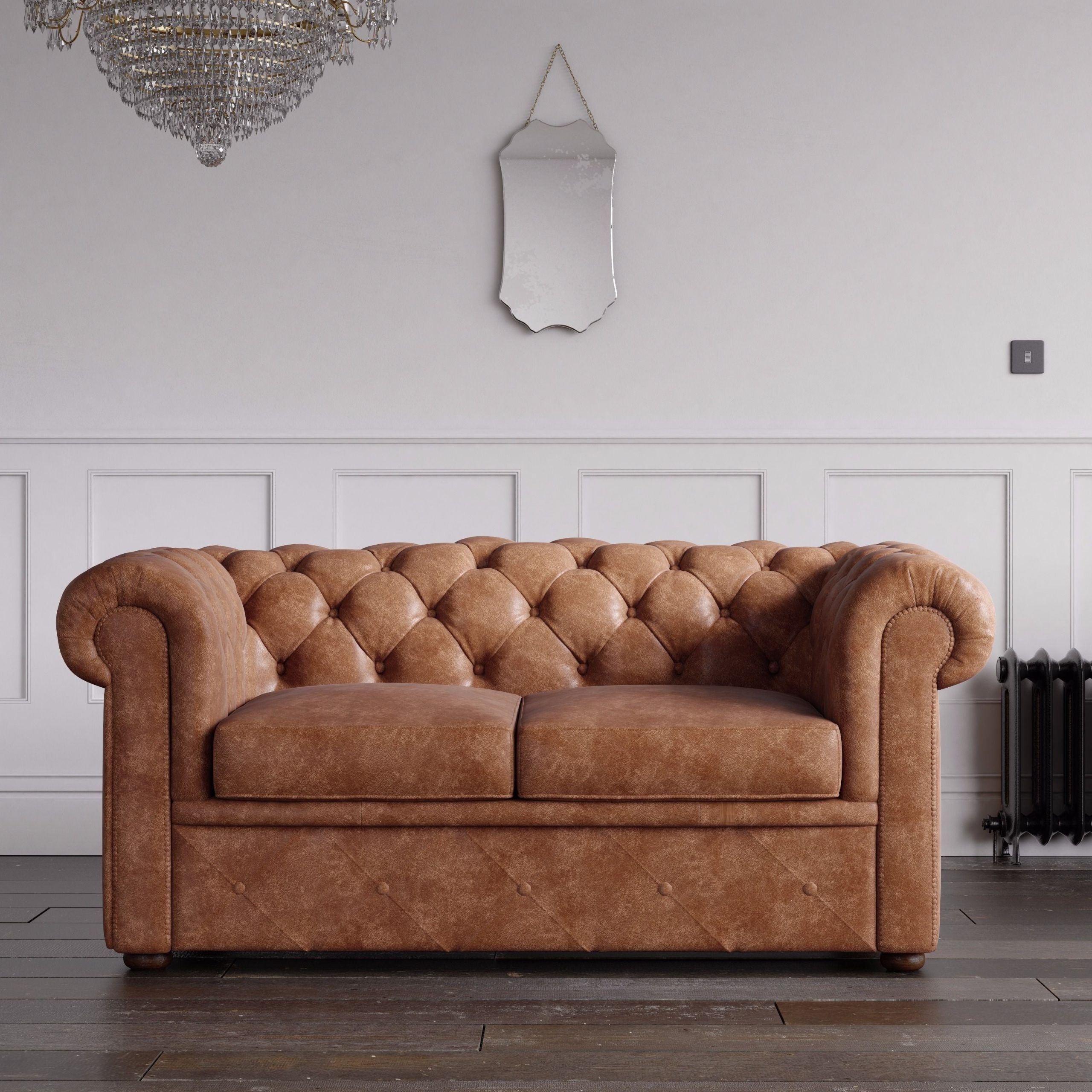 Chesterfield Arizona Pu Leather Look Sofa Tan – Endure Fabrics Pertaining To Chesterfield Sofas (View 13 of 20)