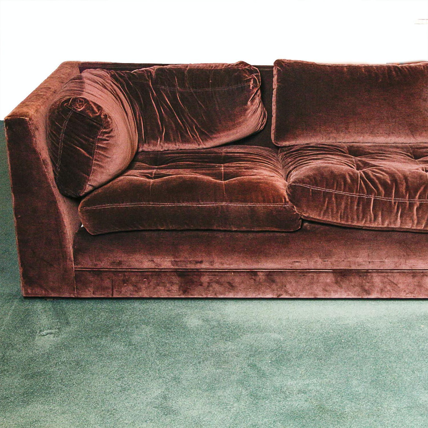 Chocolate Brown Velvet Upholstered Sectional Sofa : Ebth Regarding Sofas In Chocolate Brown (View 9 of 20)