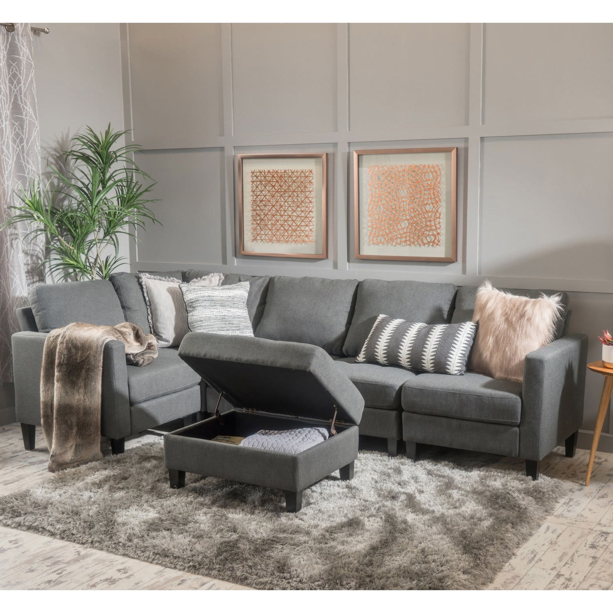 Christopher Knight Home Zahra 6 Piece Sofa Sectional With Storage With Sofas With Ottomans (Gallery 5 of 20)