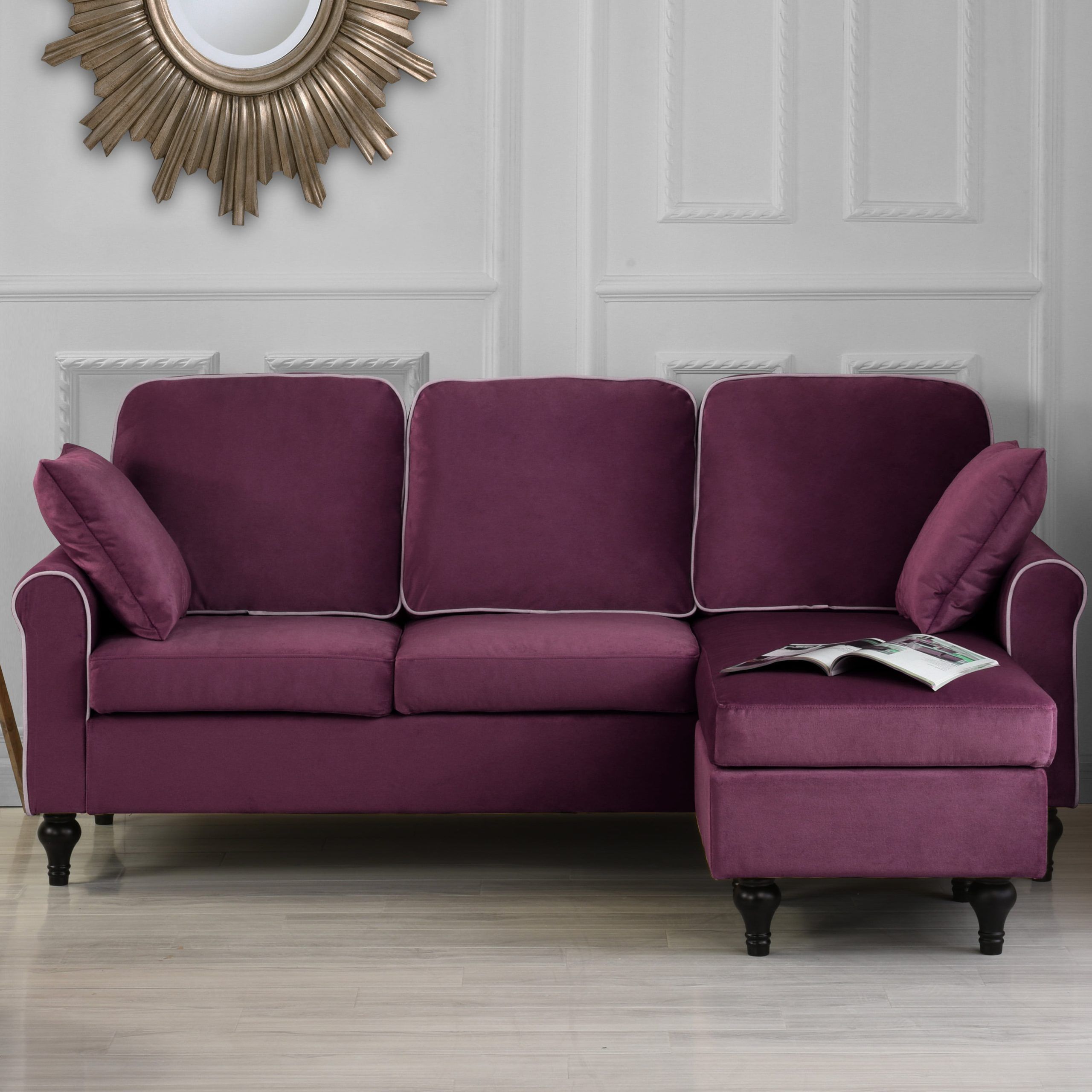 Classic And Traditional Small Space Velvet Sectional Sofa With Pertaining To Sofas For Compact Living (View 3 of 20)
