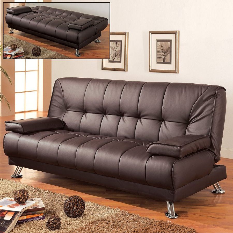 Coaster Fine Furniture Brown Faux Leather Sofa Bed At Lowes Intended For Faux Leather Sofas In Chocolate Brown (View 12 of 20)