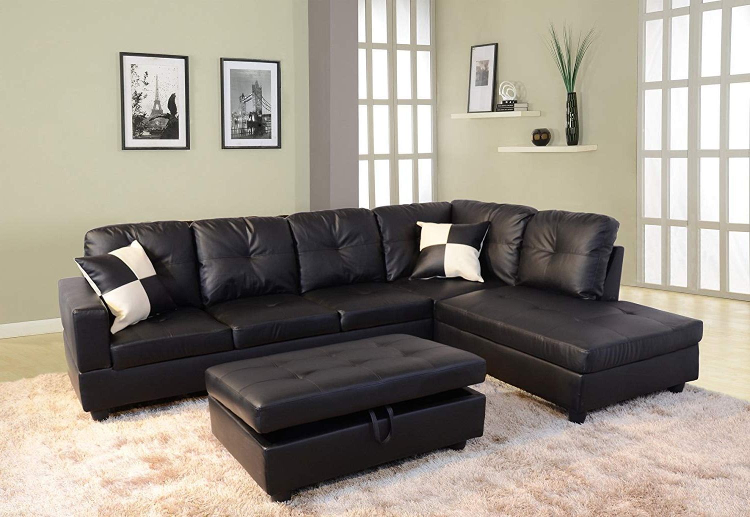 Dae Left Facing Sectional Sofa, L Shape Faux Leather Sectional Sofa Inside Faux Leather Sectional Sofa Sets (View 8 of 20)