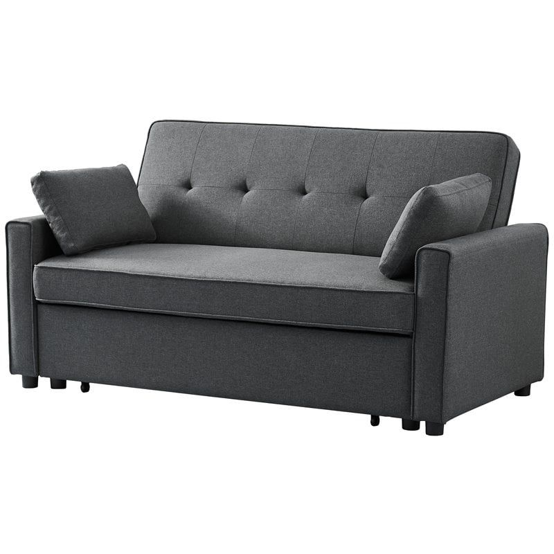 Devion Furniture Fabric Loveseat Pull Out Sofa Bed In Gray – Walmart With 2 In 1 Gray Pull Out Sofa Beds (View 11 of 20)