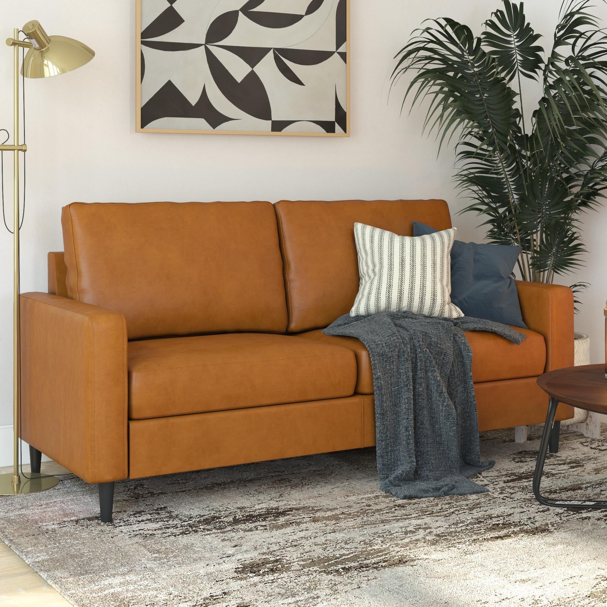 Dhp Connor Modern Sofa, Small Space Living Room Furniture, Camel Faux Inside Sofas For Compact Living (View 7 of 20)