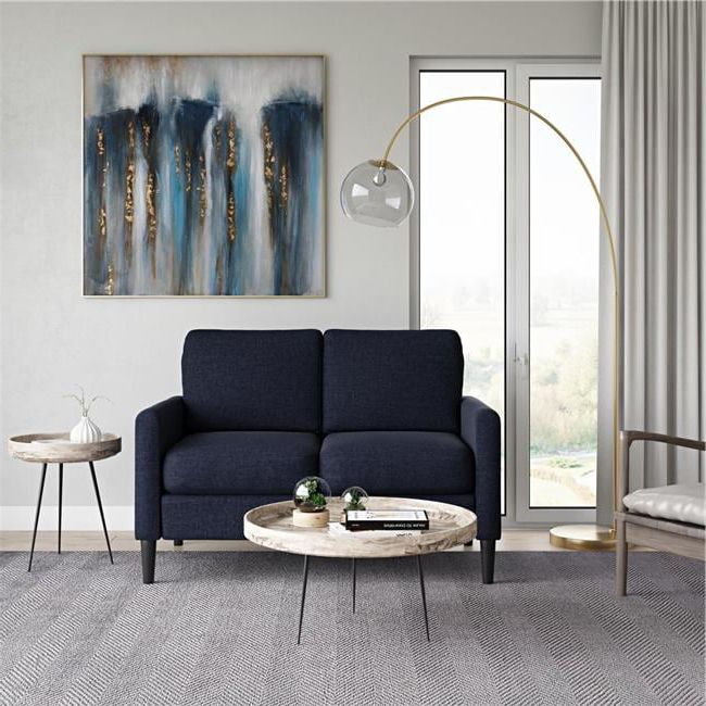 Dorel Living De67700 Dhp Jenny Loveseat Sofa With Pocket Coils Small Pertaining To Navy Linen Coil Sofas (View 18 of 20)