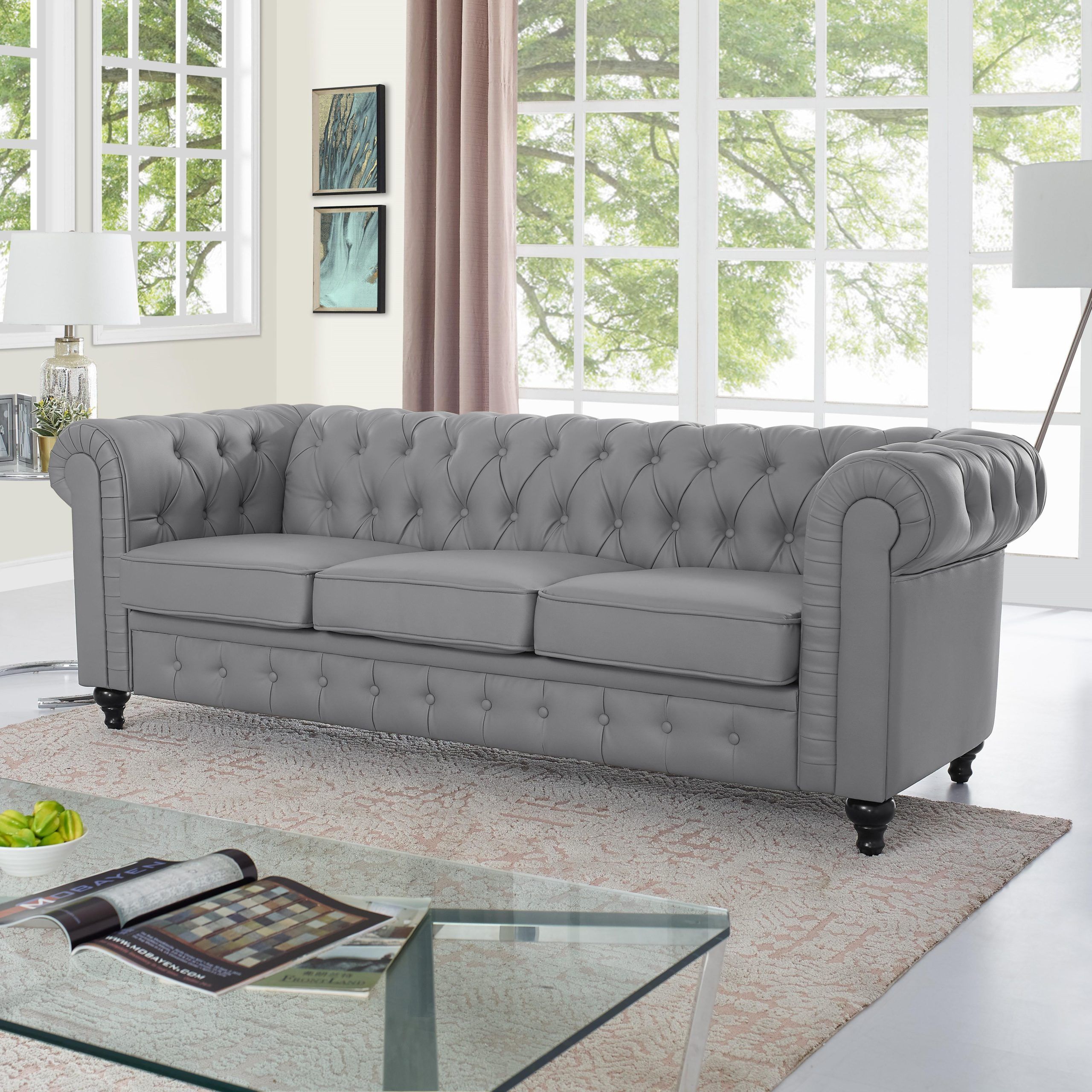 Emery Chesterfield Sofa With Rolled Arms, Tufted Cushionsnaomi Home Regarding Chesterfield Sofas (View 7 of 20)