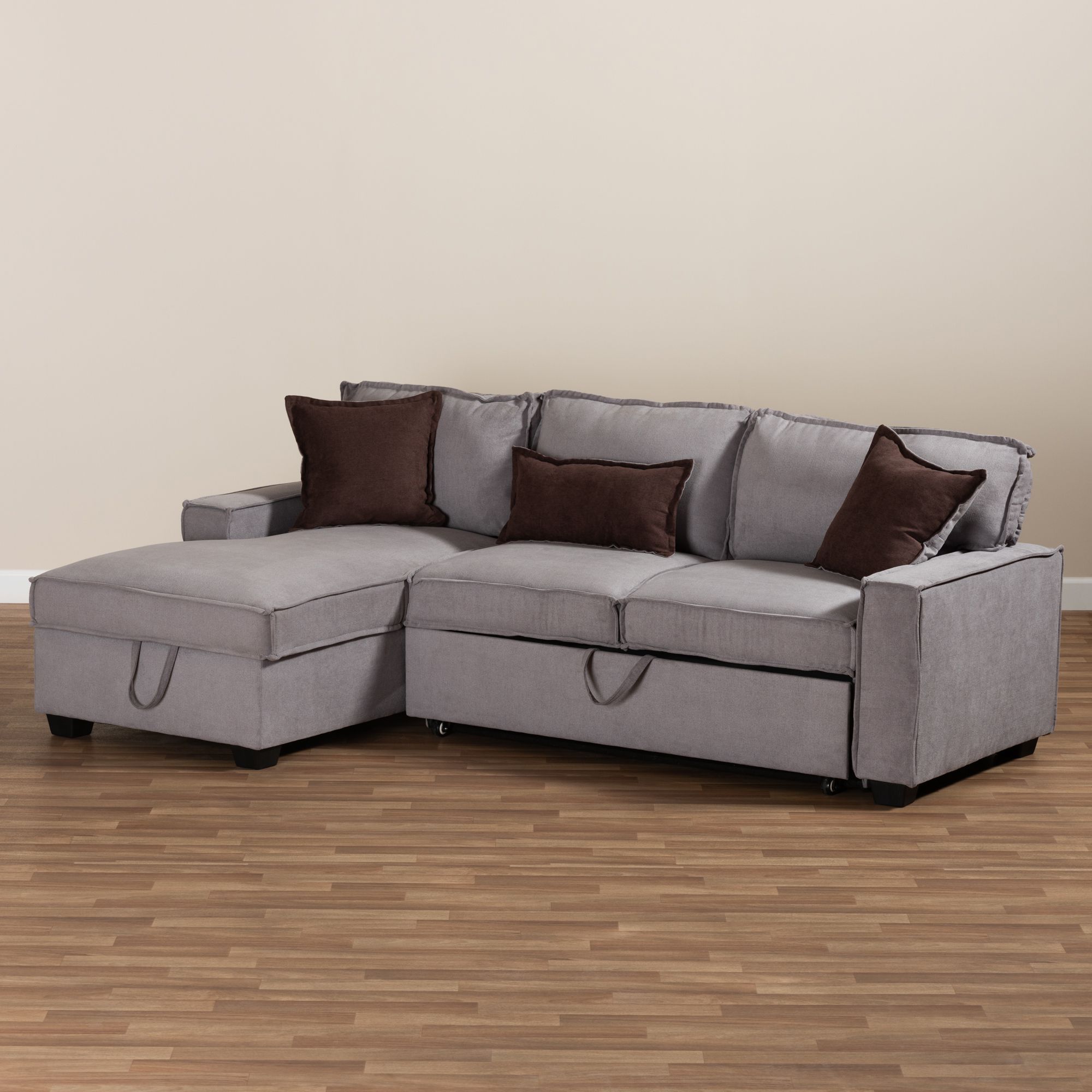 Emile Modern Right Facing Chaise Storage Sectional Sleeper Sofa W/ Pull For Left Or Right Facing Sleeper Sectionals (View 18 of 20)