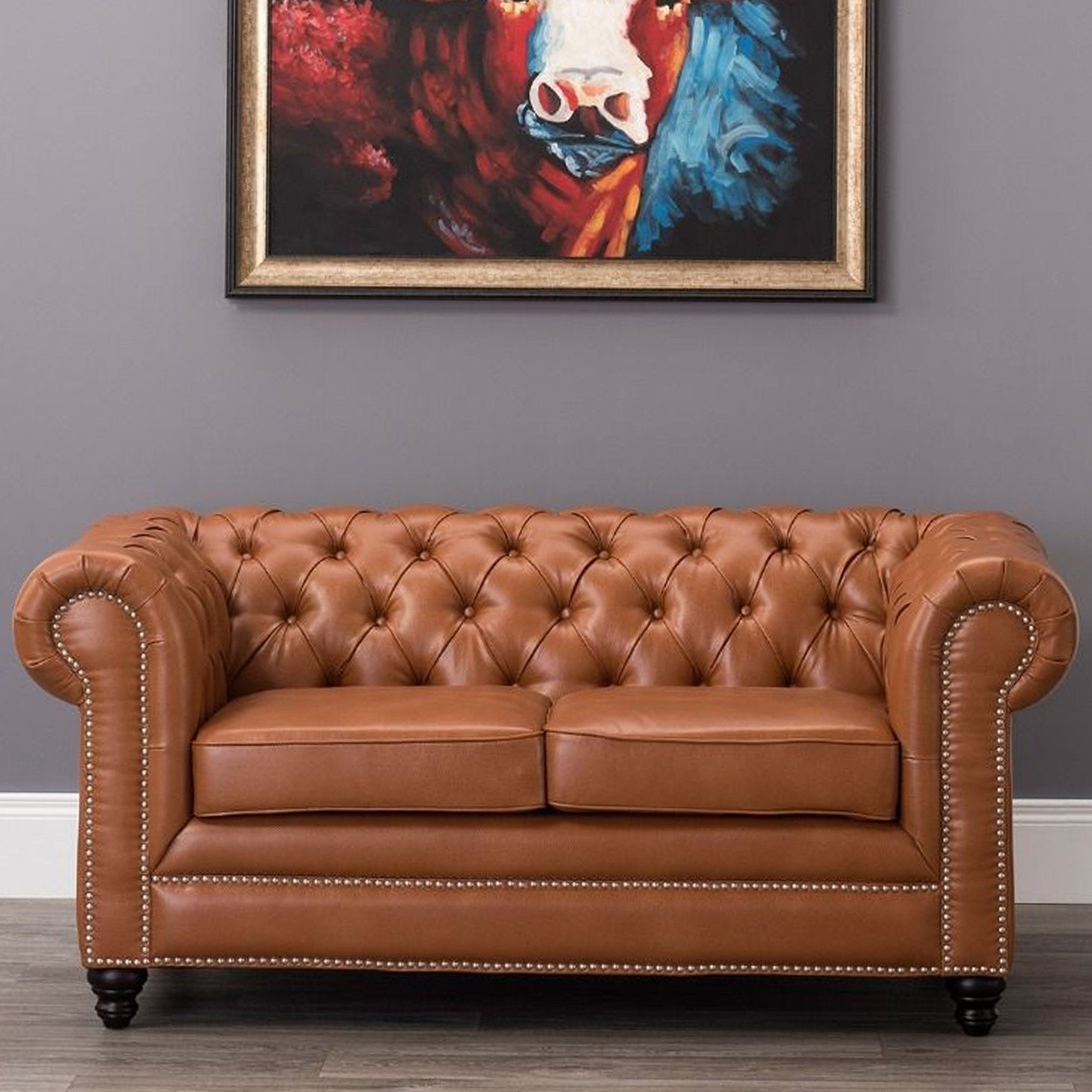 Faux Leather Chesterfield 2 Seater Sofa Tan | Tan Chesterfield Sofa Regarding Chesterfield Sofas (View 17 of 20)