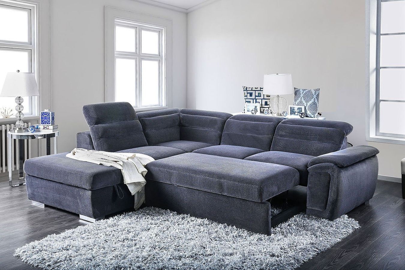 Felicity Sectional W/ Pull Out Sleeper (dark Gray)furniture Of Pertaining To 3 In 1 Gray Pull Out Sleeper Sofas (View 3 of 20)