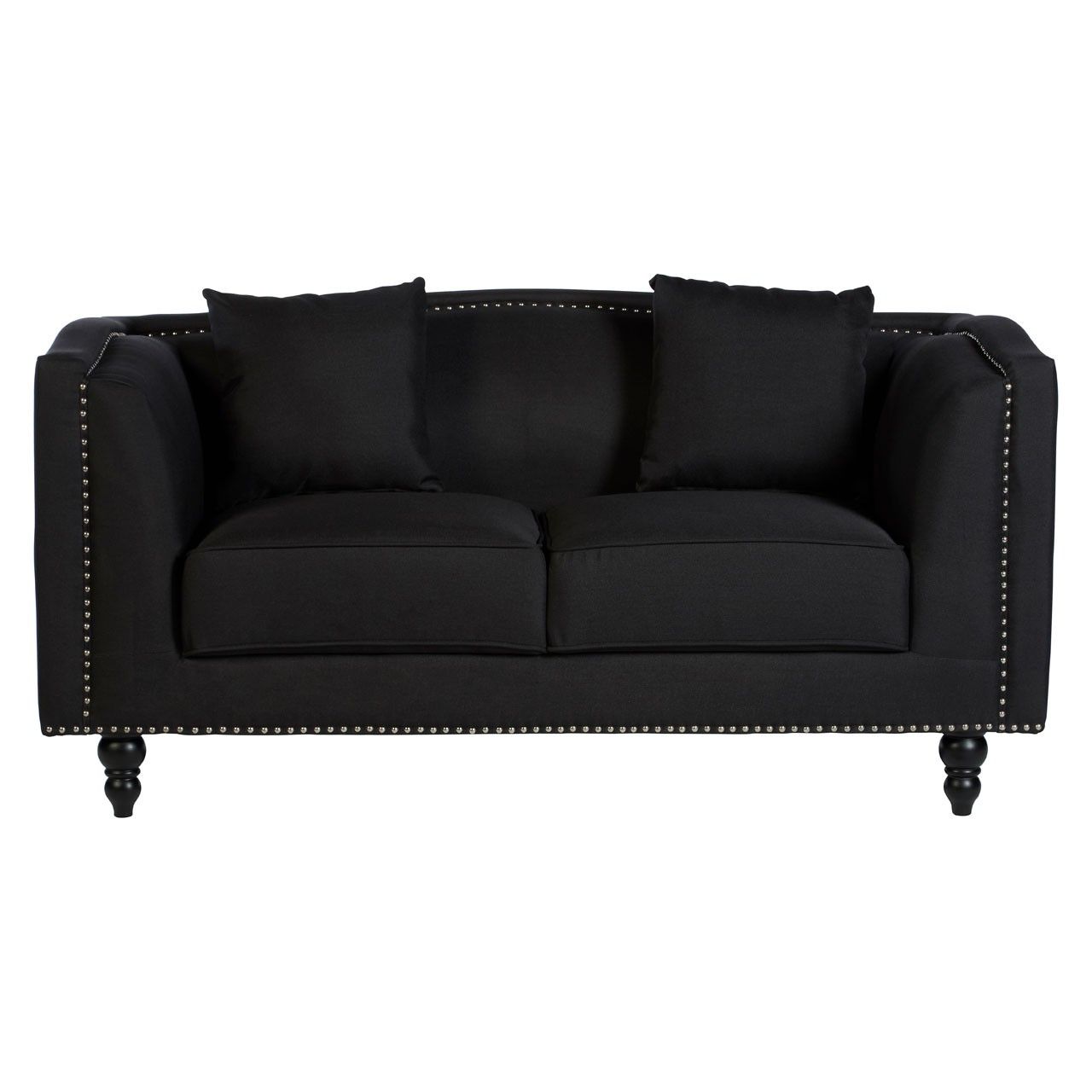 Feya 2 Seat Black Fabric Sofa Regarding Traditional Black Fabric Sofas (View 11 of 20)
