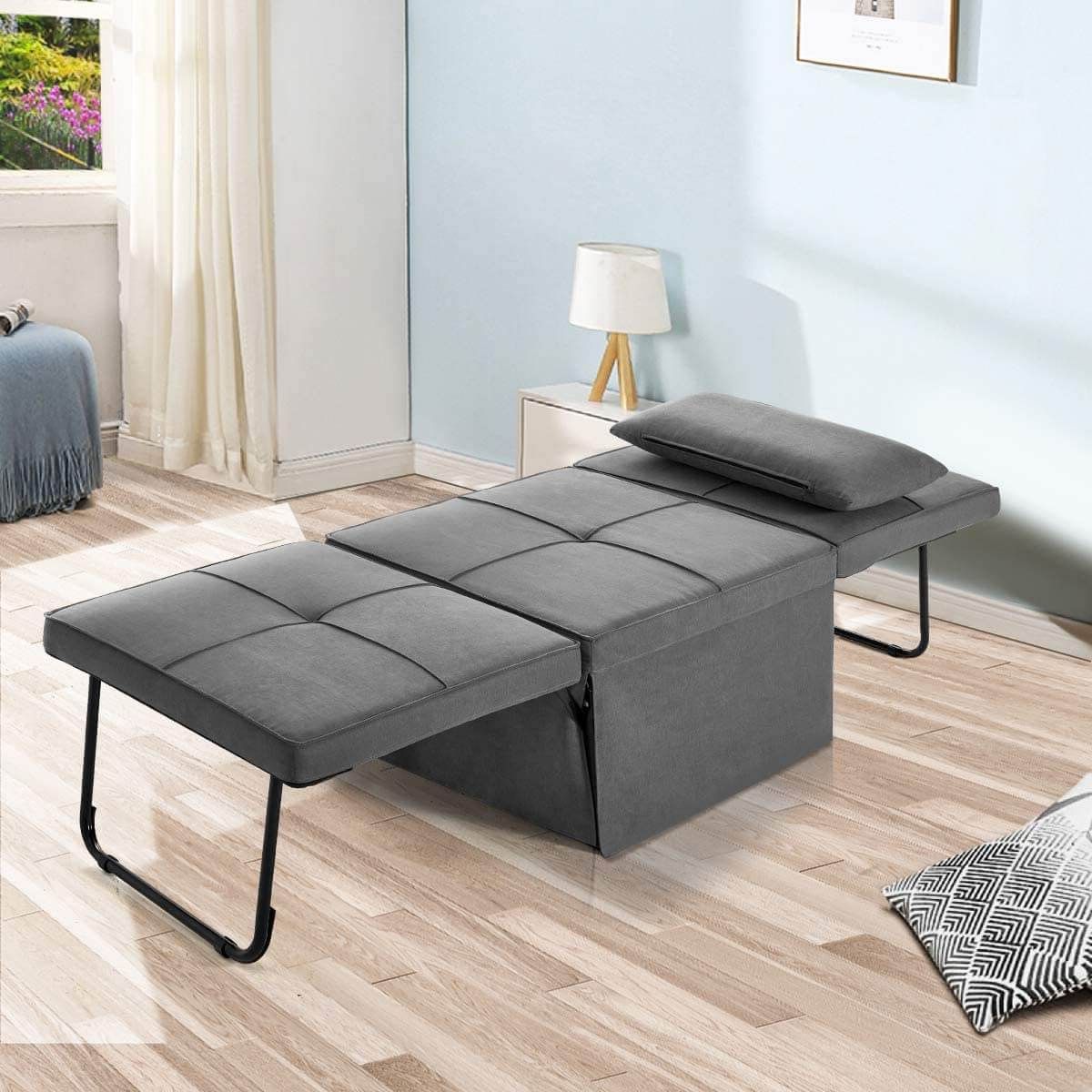 Folding Ottoman Sleeper Guest Bed, 4 In 1 Multi Function Adjustable Gu Throughout 4 In 1 Convertible Sleeper Chair Beds (View 5 of 20)