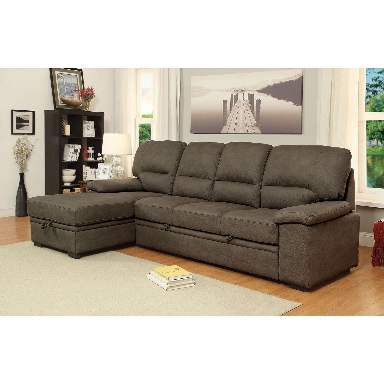 Furniture Of America Alcester 4 Seat Sectional Sofa With Sleeper And With Left Or Right Facing Sleeper Sectionals (View 17 of 20)
