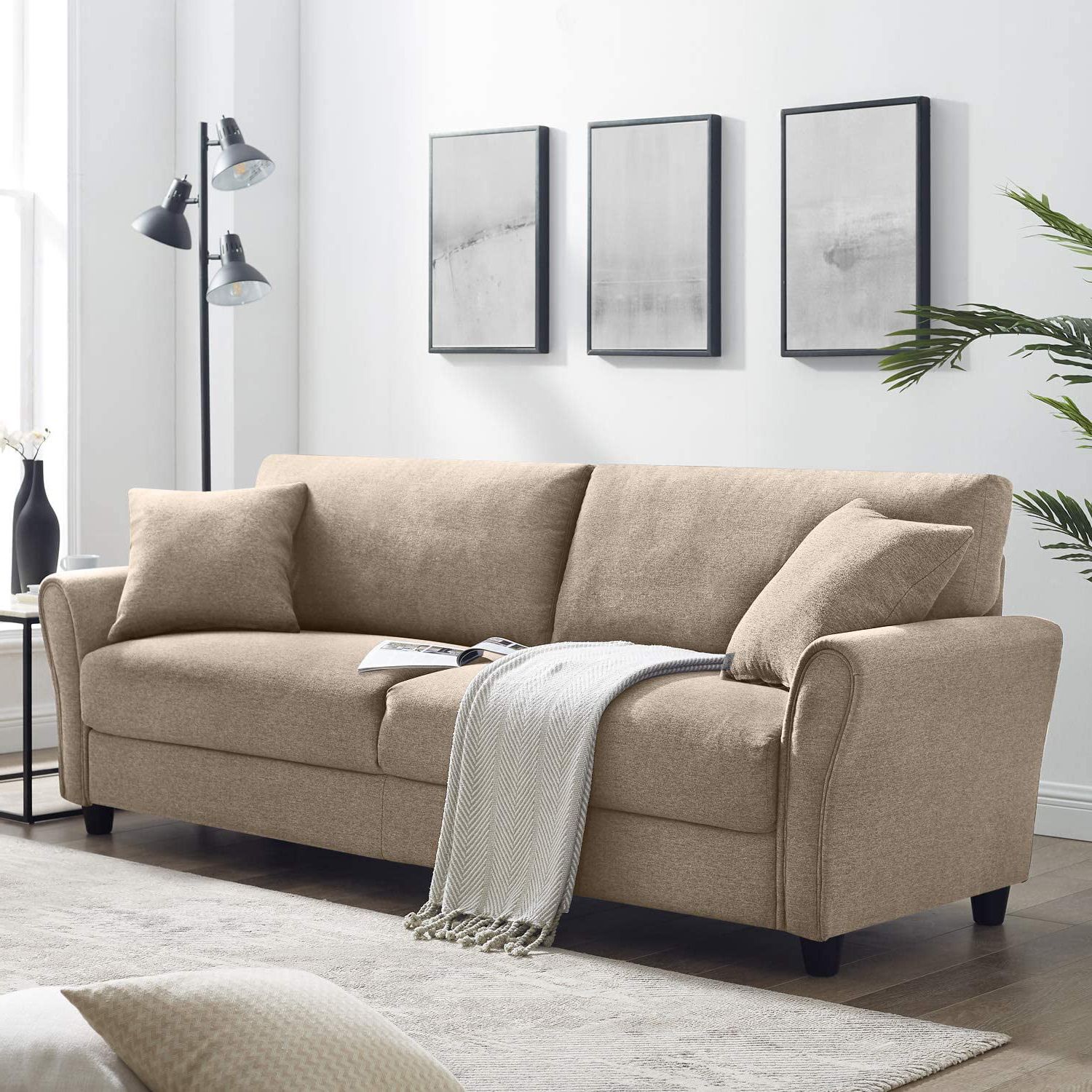Furniture Sofas & Couches 85 Inch Couch Sofa Modern Upholstered Linen With Regard To Sofas For Compact Living (View 15 of 20)