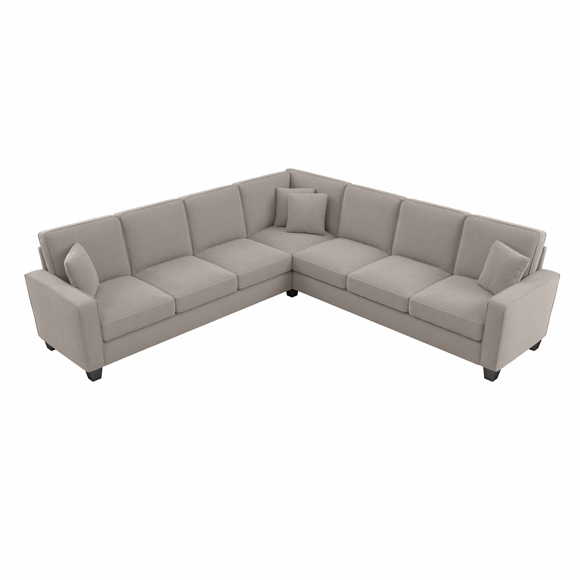 Furniture Stockton 110w L Shaped Sectional Couch In Beige Herringbone Regarding Beige L Shaped Sectional Sofas (View 6 of 20)