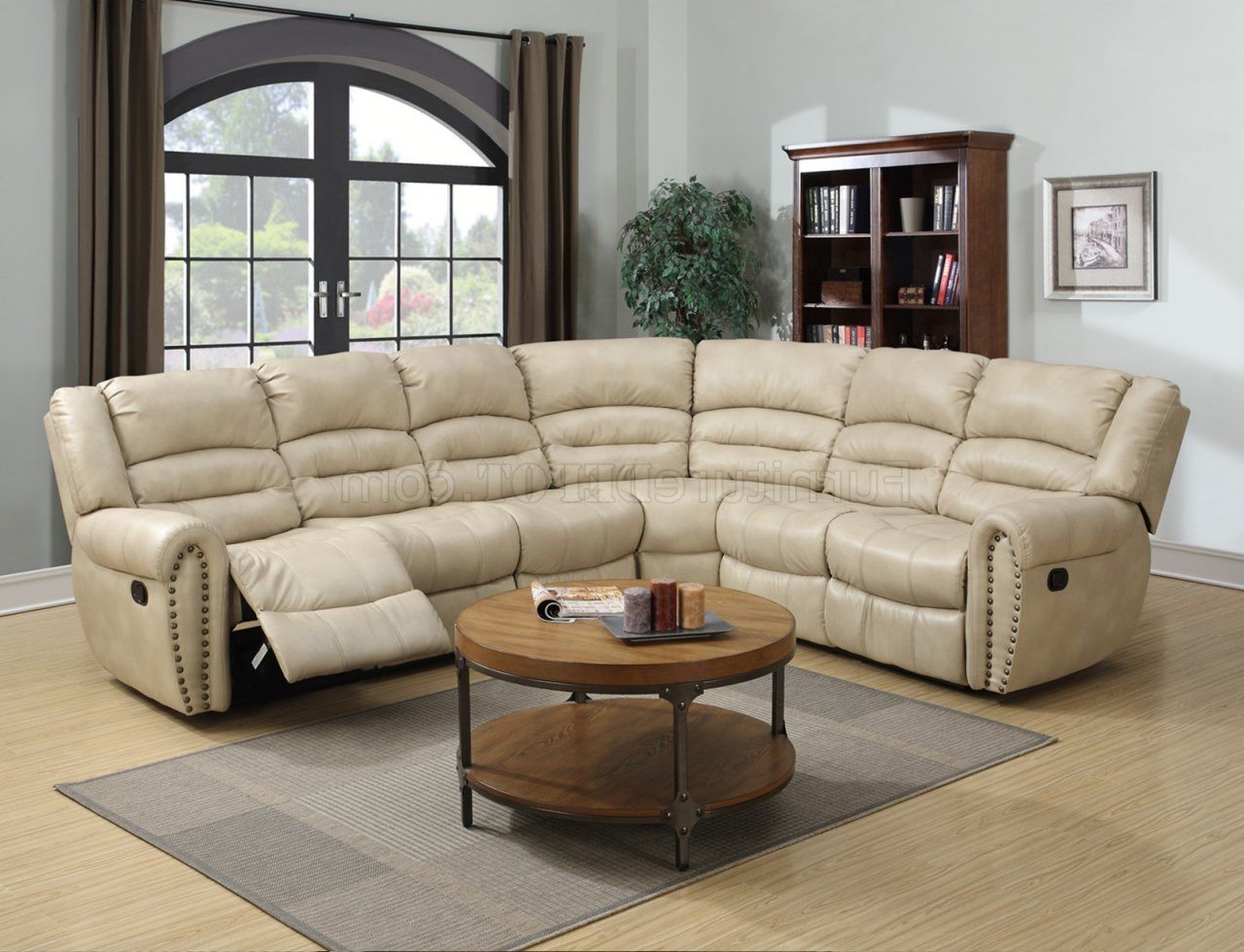 G687 Motion Sectional Sofa In Beige Bonded Leatherglory Regarding Small L Shaped Sectional Sofas In Beige (View 4 of 20)